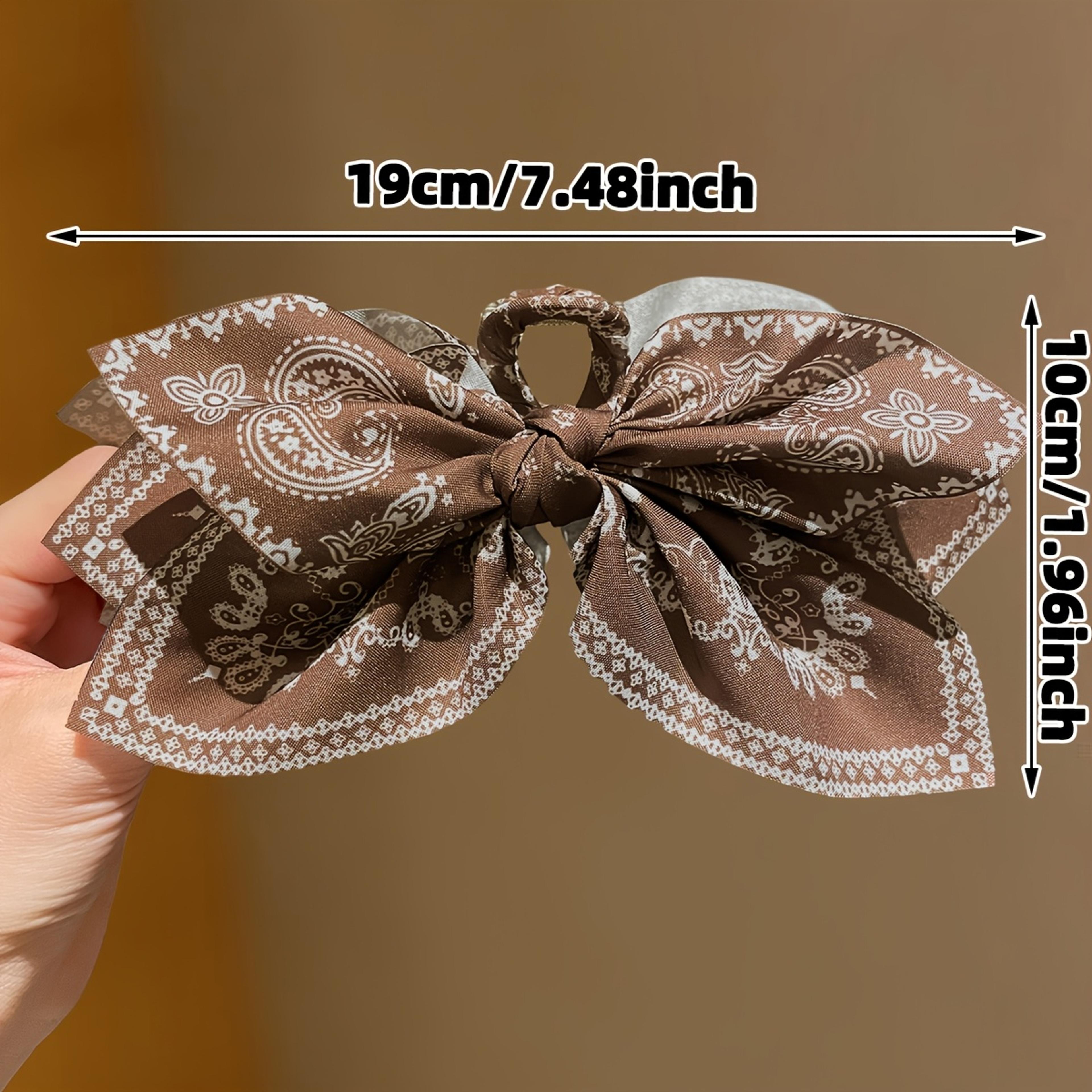 Elegant Bow Hair Clip Brown Floral Hair Claw Clip For Women 1
