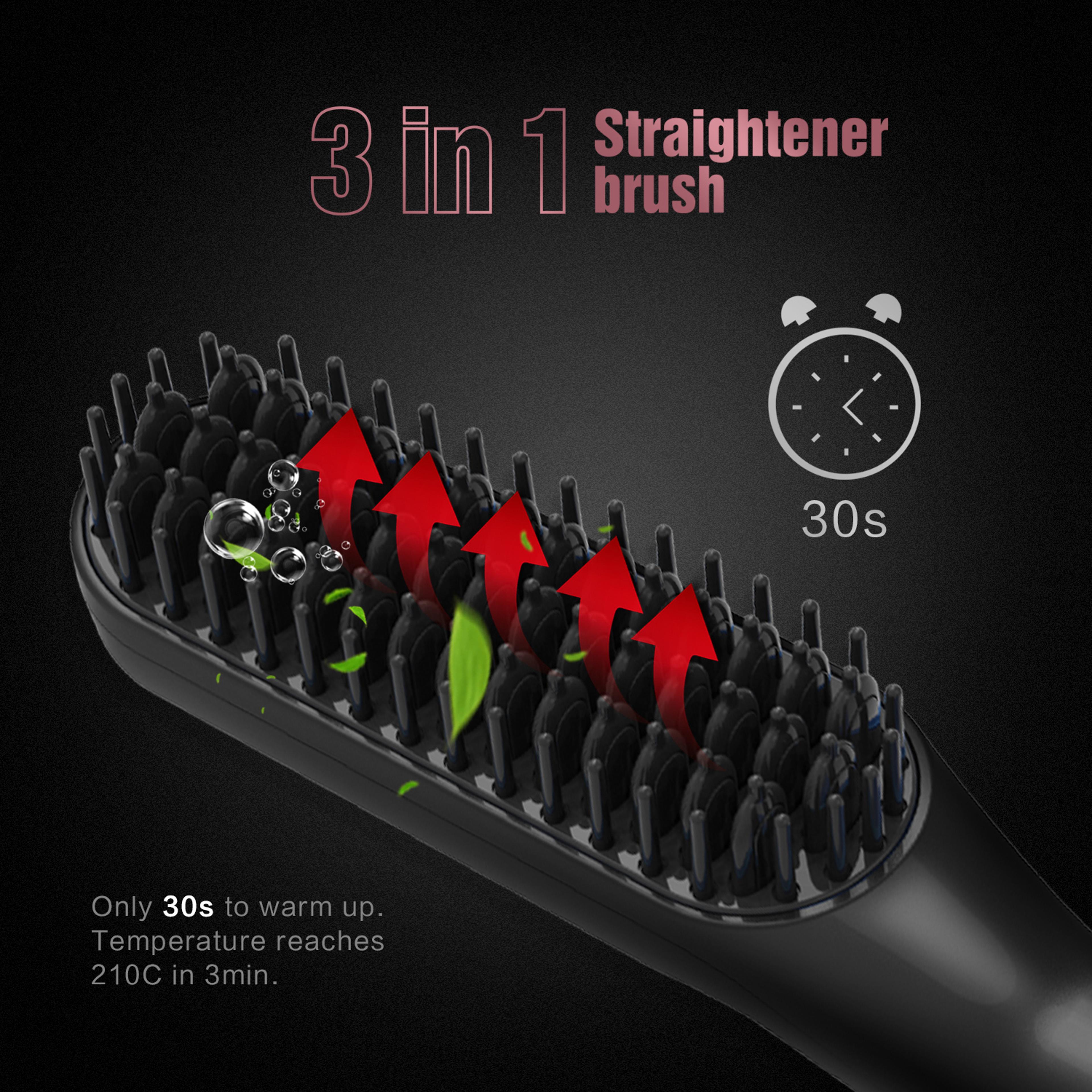 Negative Ion Hair Straightening Brush  Beard Straightener Hot Comb For Fast Wet  Dry Styling 2
