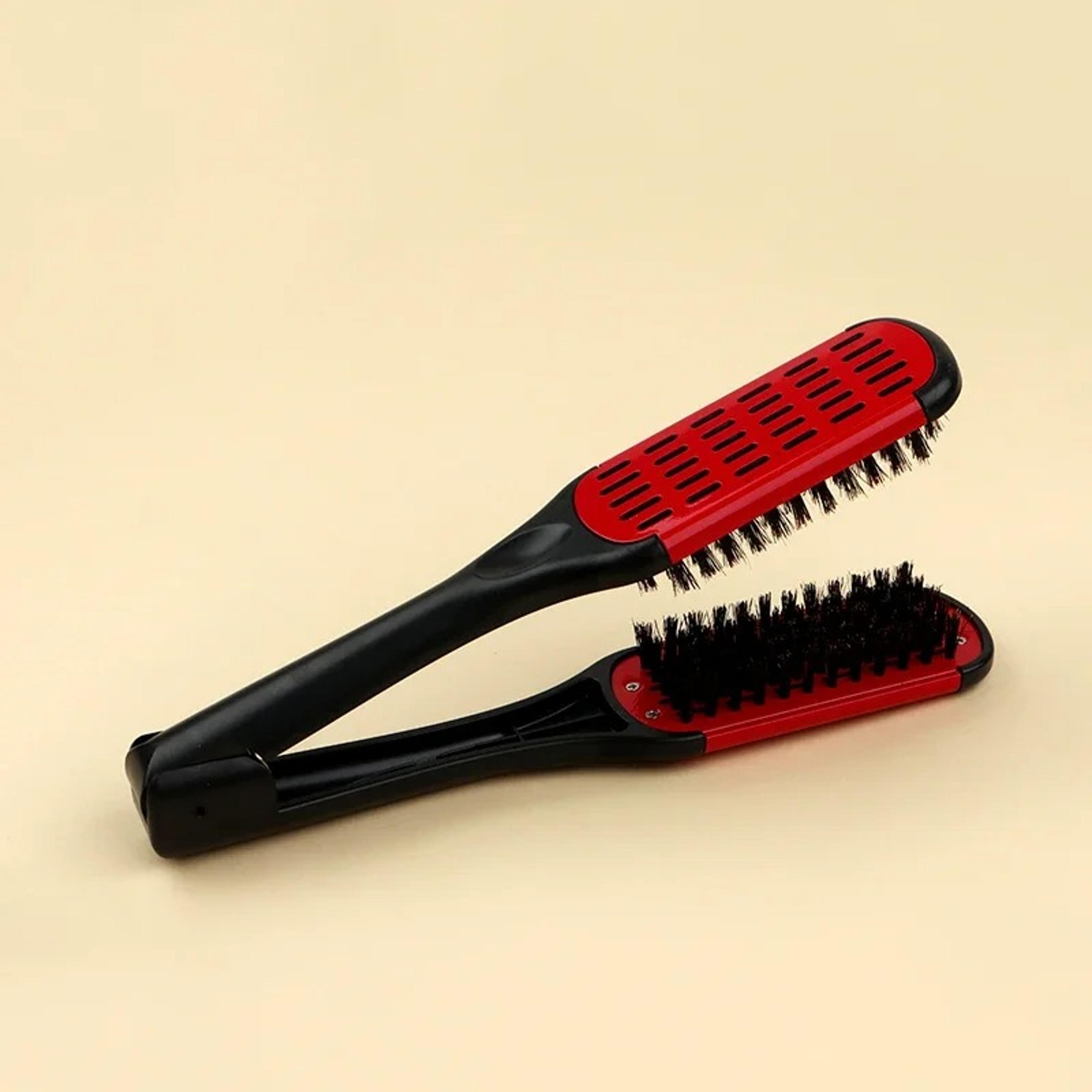 Professional Hair Straightening Brush V Shape Double Nylon Styling Comb For Smooth Salon Results 5
