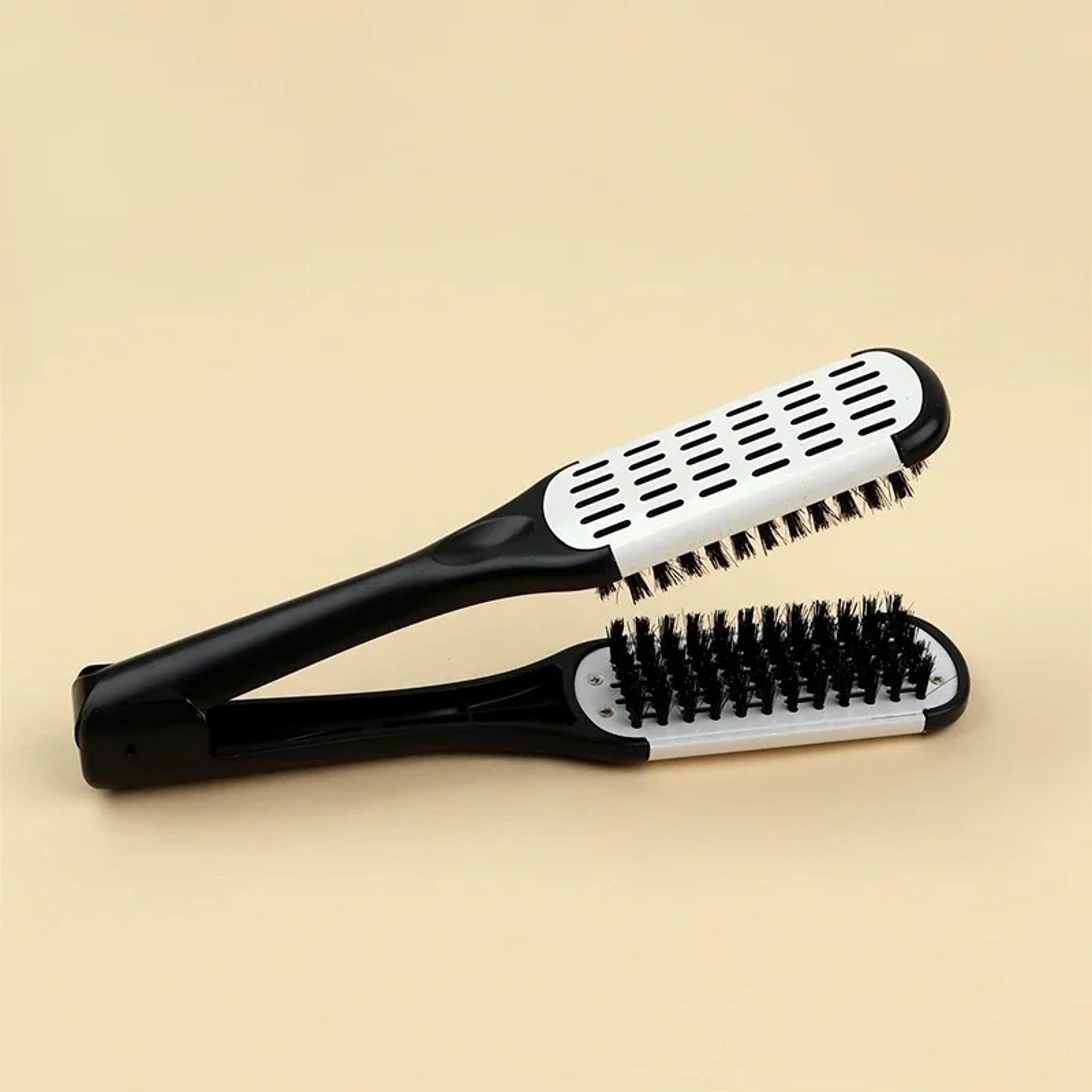 Professional Hair Straightening Brush V Shape Double Nylon Styling Comb For Smooth Salon Results 6