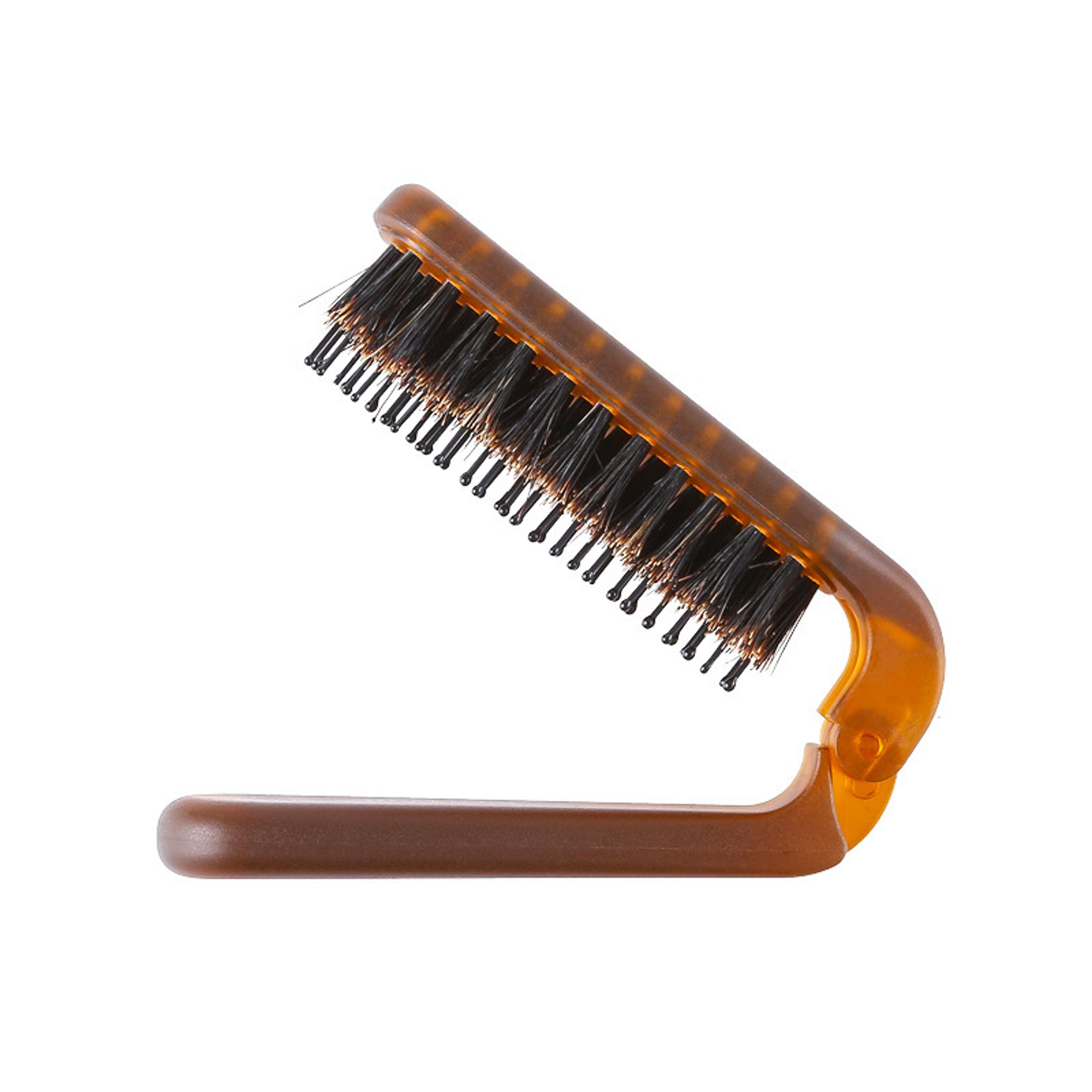 Amber Foldable Hair Brush With Boar Bristles Portable Travel Pocket Styling Comb 6