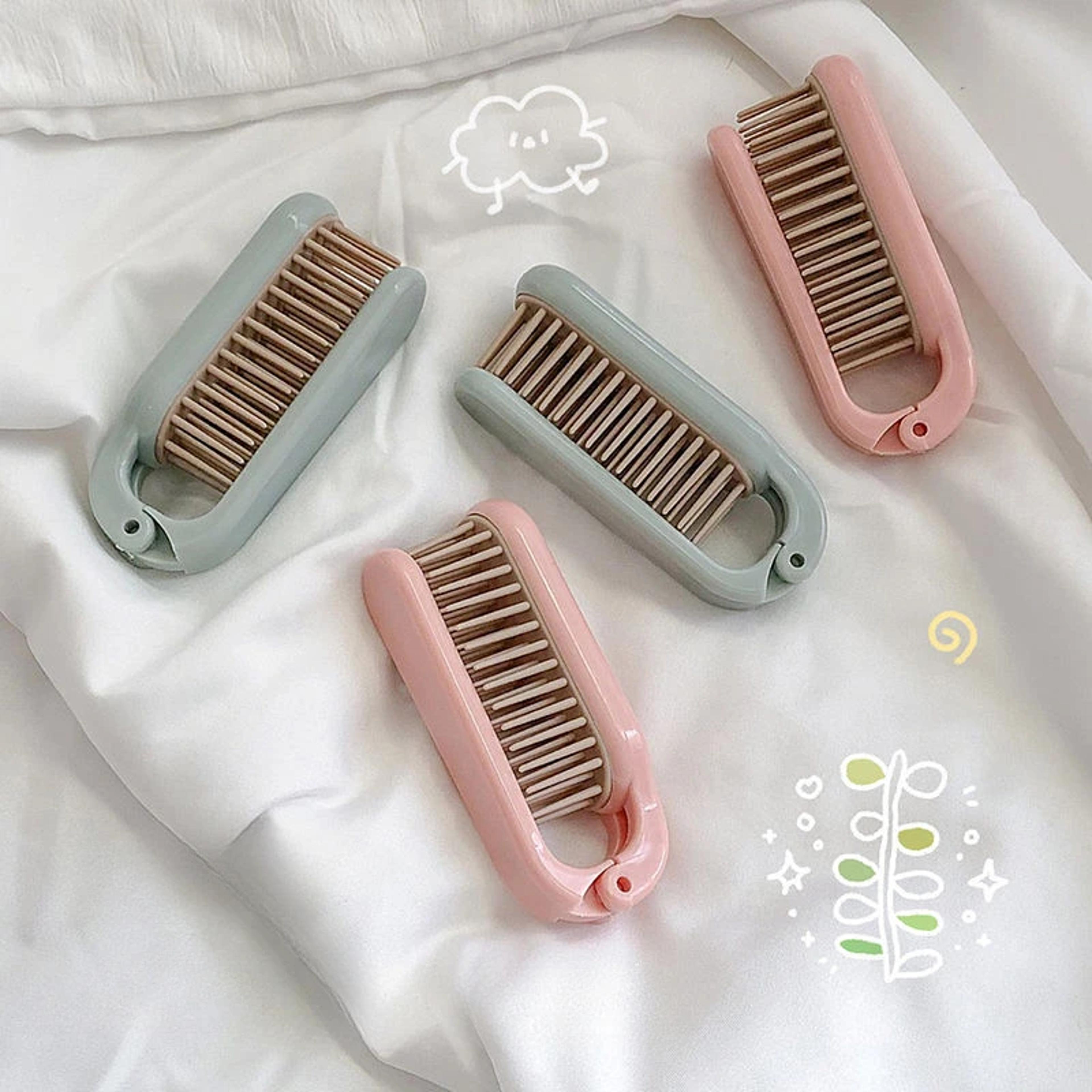 Portable Folding Hair Brush With Air Cushion Massage Mirror Travel Hair Comb 2