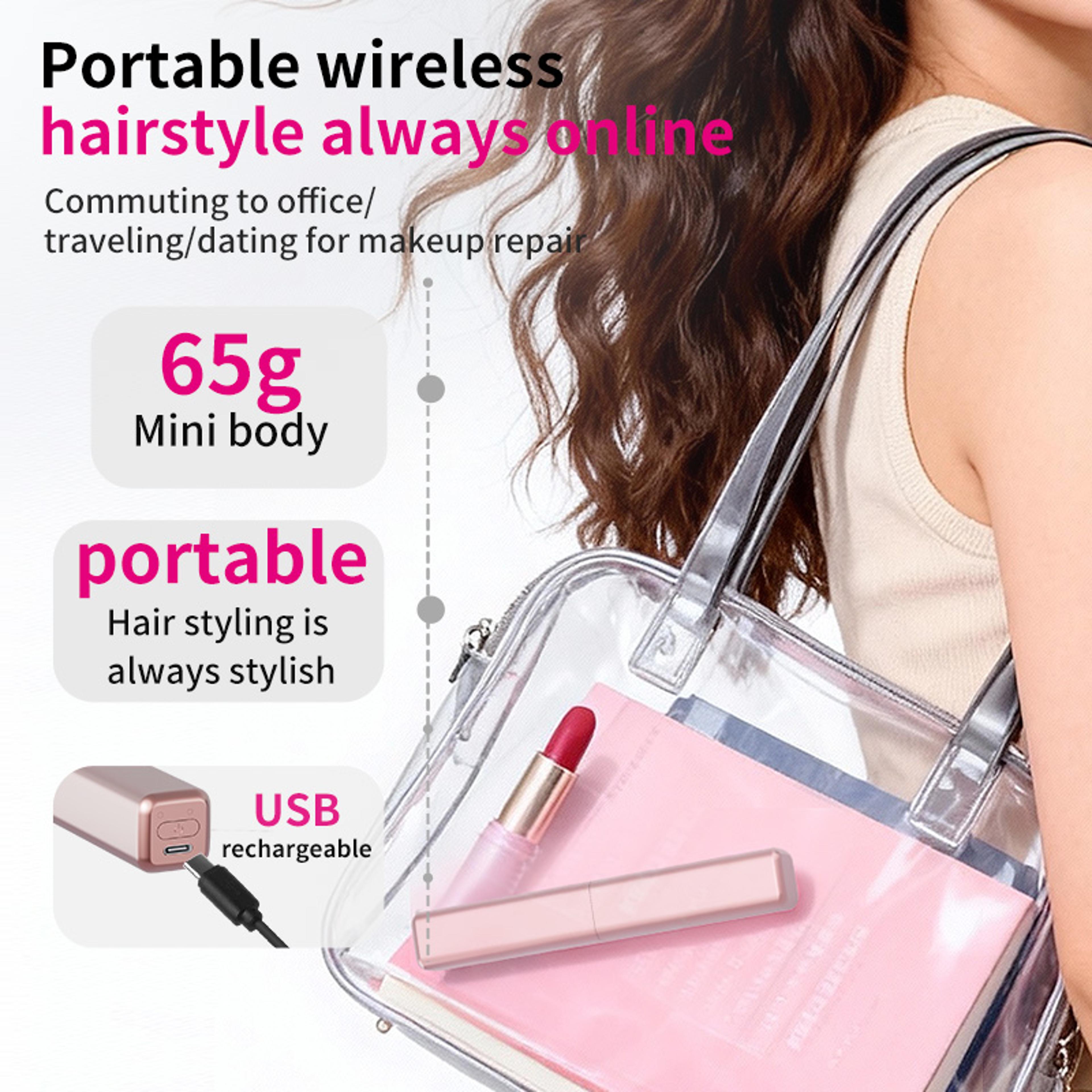 Portable Wireless Hair Straightener Comb Mini Cordless Hair Styling Brush 1