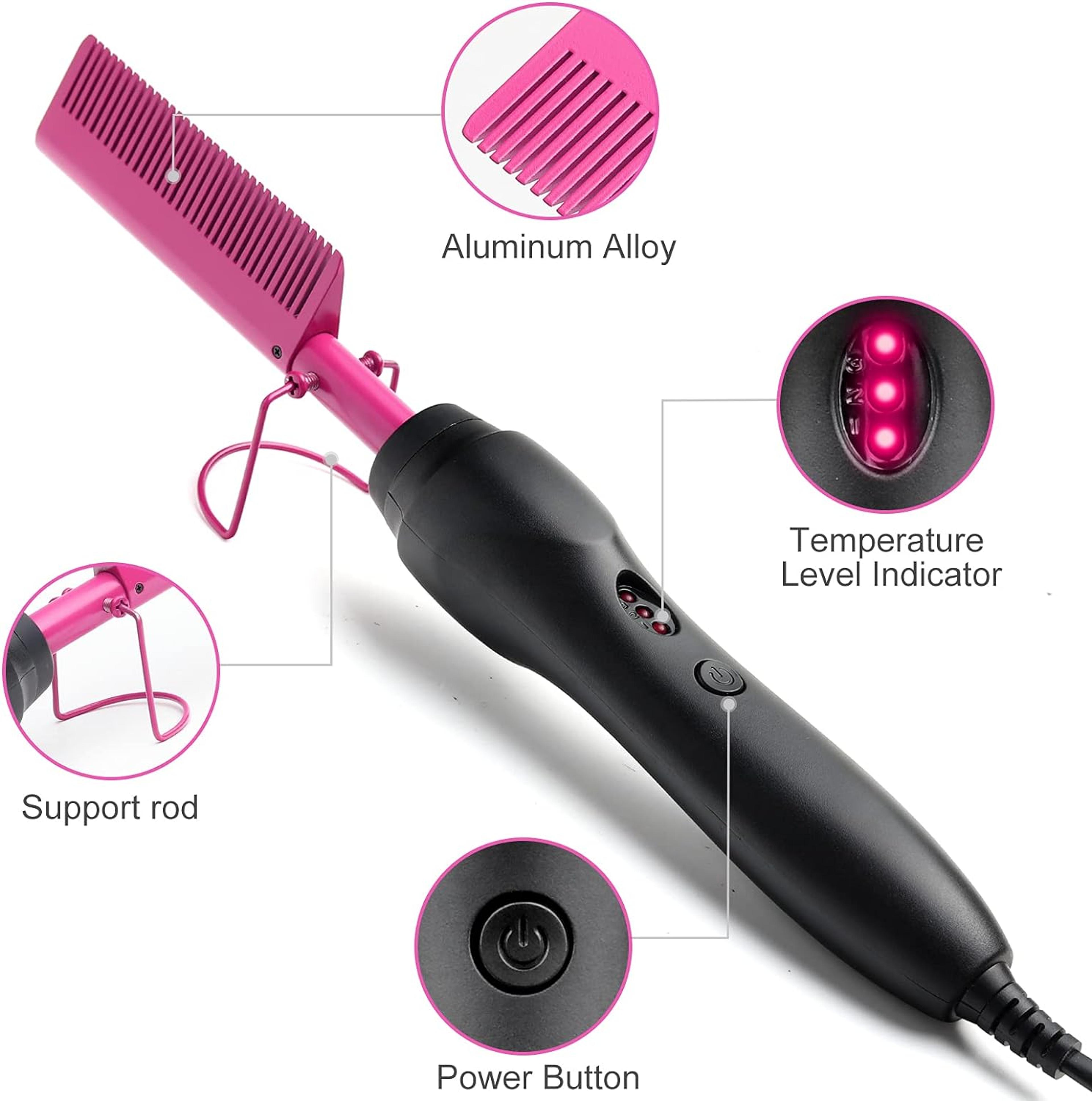 Portable Hot Comb Hair Straightener Fast Heating Anti Scald Styling Comb 2