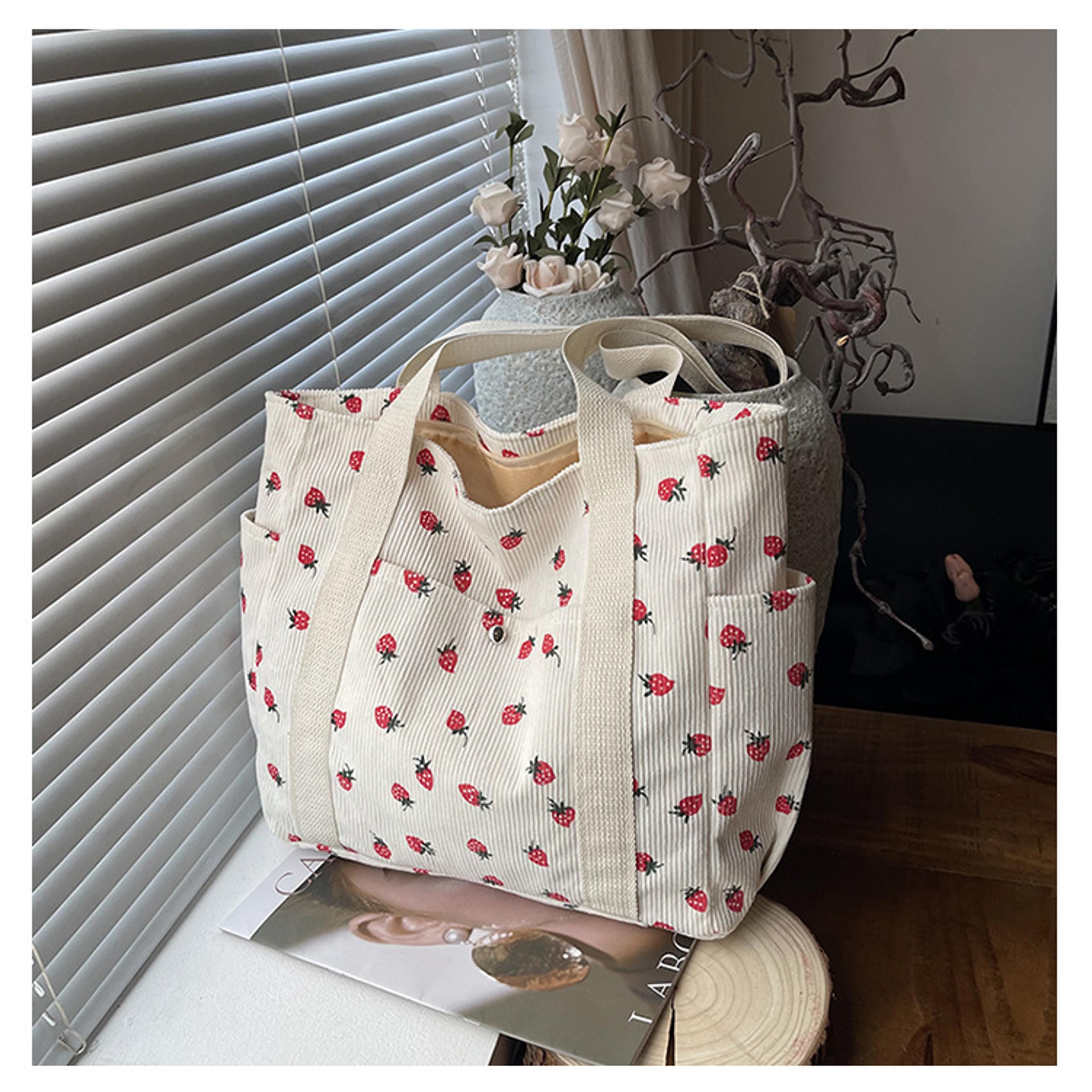 Cute Corduroy Shoulder Bag For Women Printed Underarm Purse Casual Everyday Handbag 5