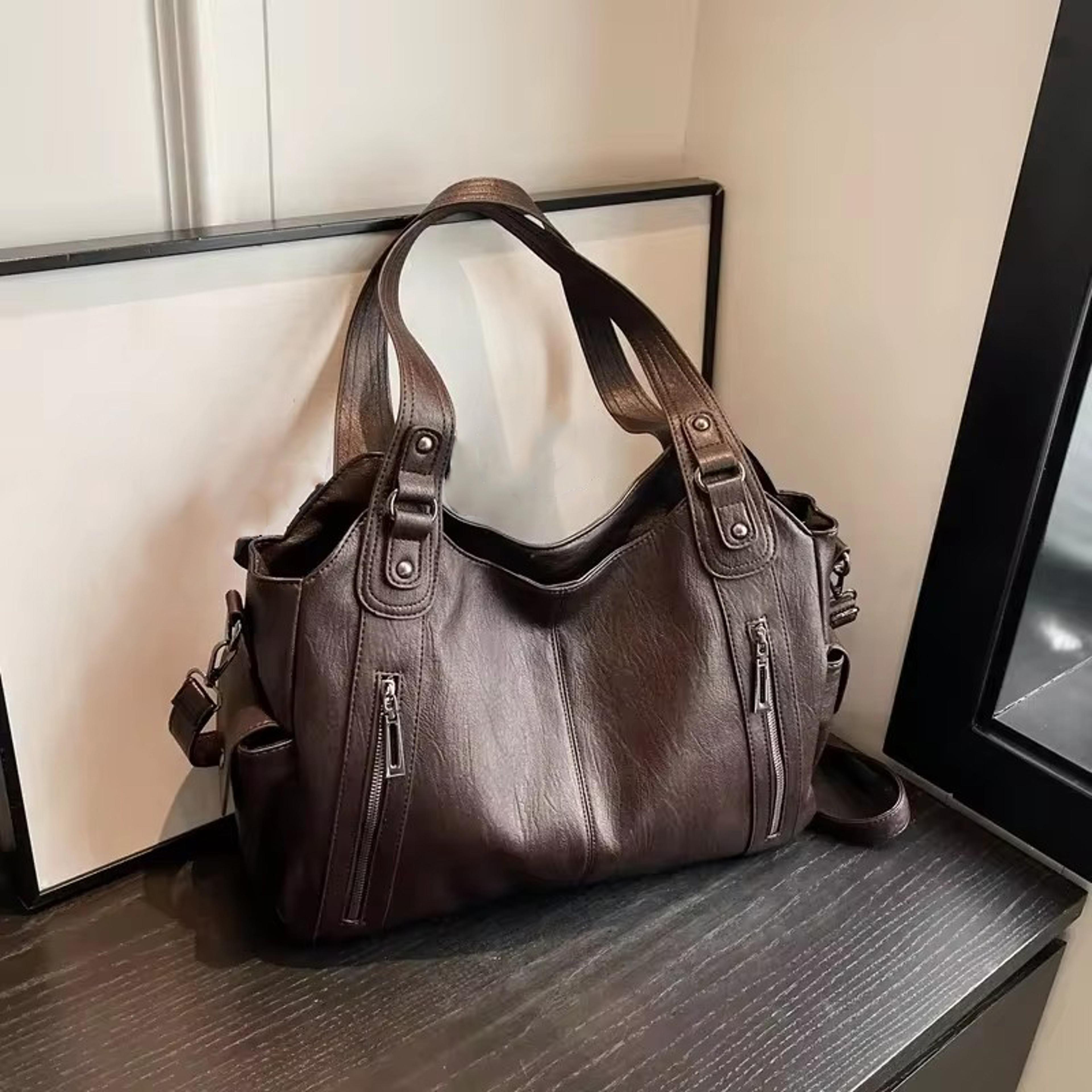 Elegant Women Shoulder Bag Color Block PU Leather Handbag With Soft Interior  Adjustable Crossbody  7