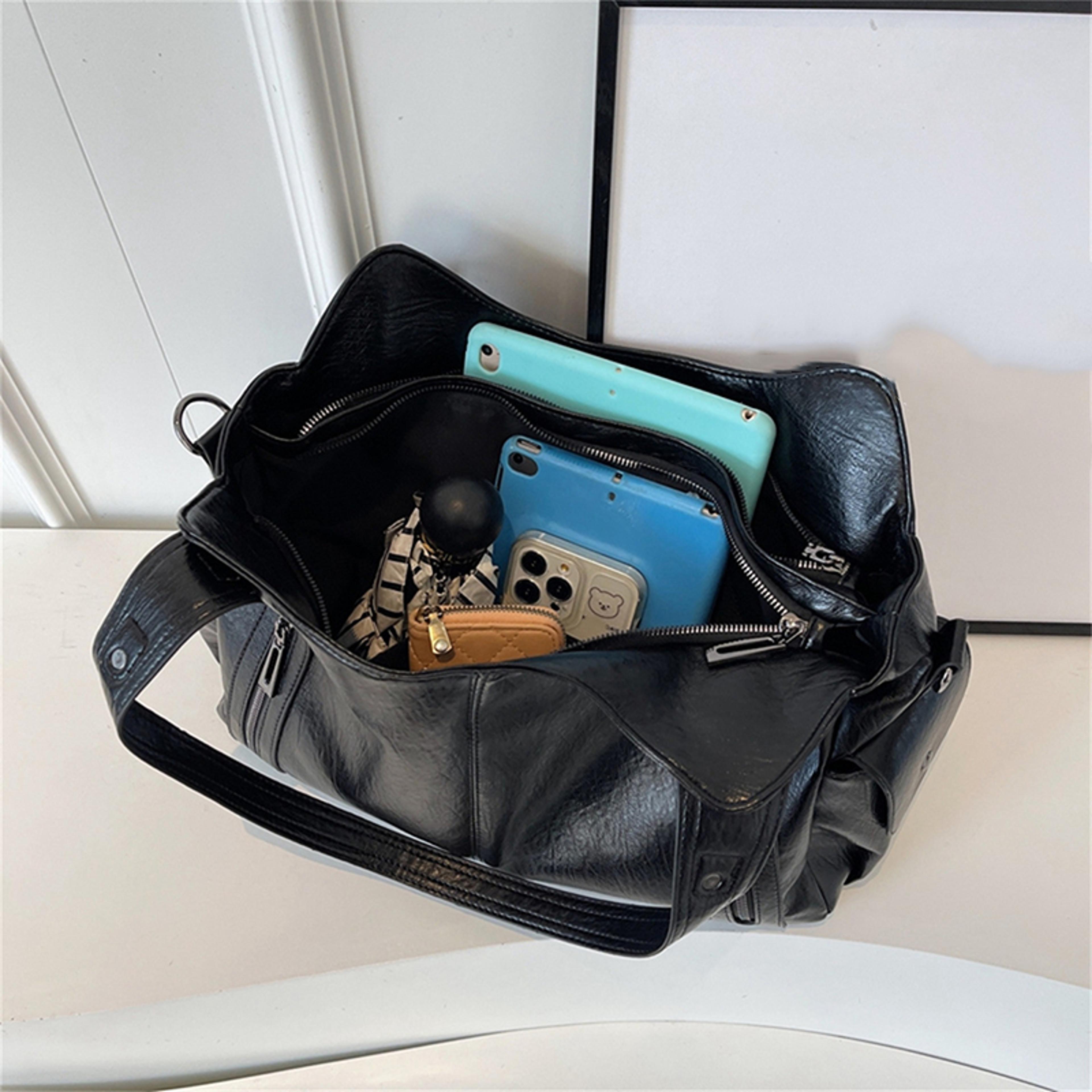 Elegant Women Shoulder Bag Color Block PU Leather Handbag With Soft Interior  Adjustable Crossbody  3