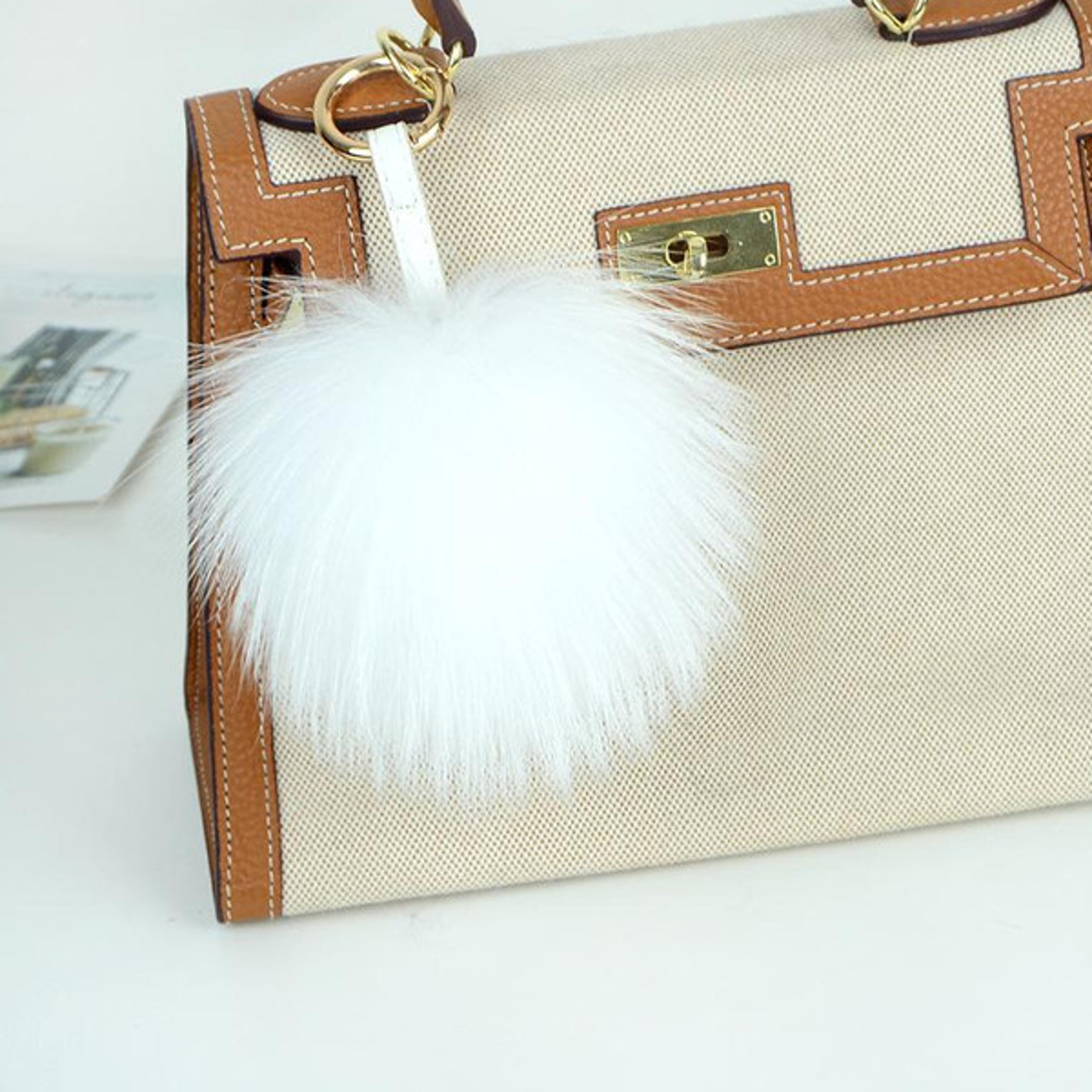 fur charm puff ball purse keychain