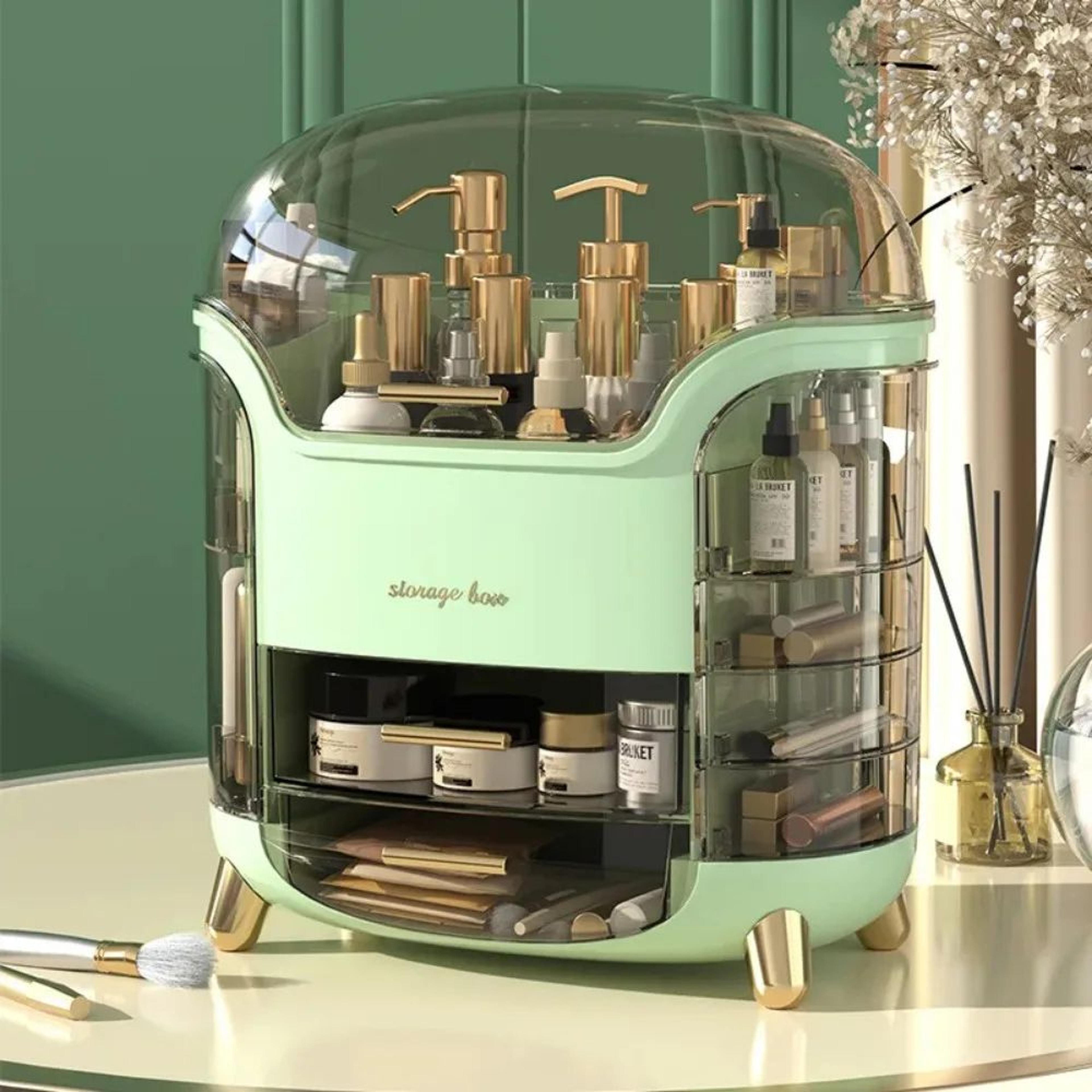 dustproof large capacity makeup container, transparent jewelry & lipstick box for vanity & bathroom use