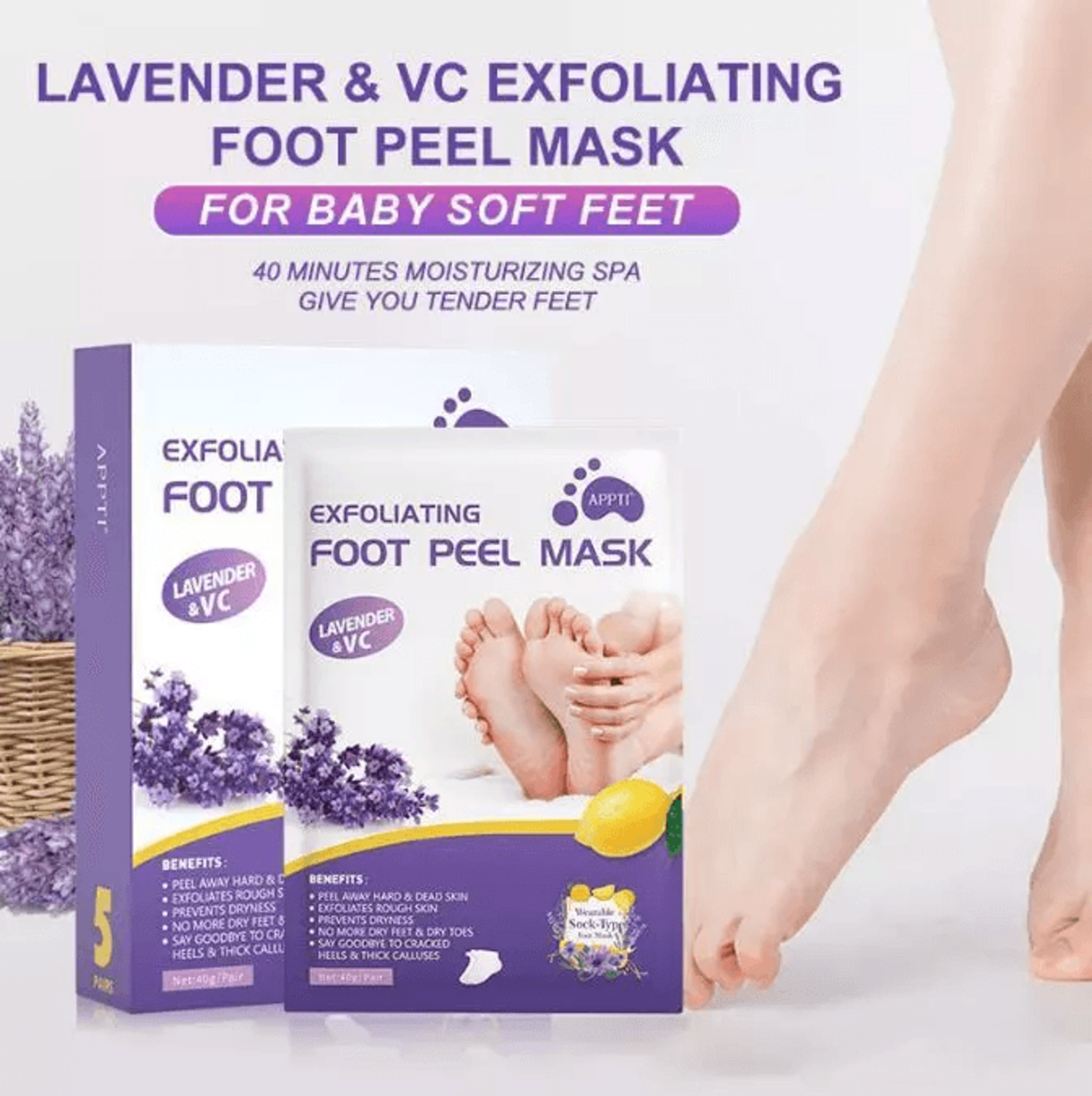 exfoliating foot peel mask for baby soft feet, callus remover socks to remove dead skin & cracked heel