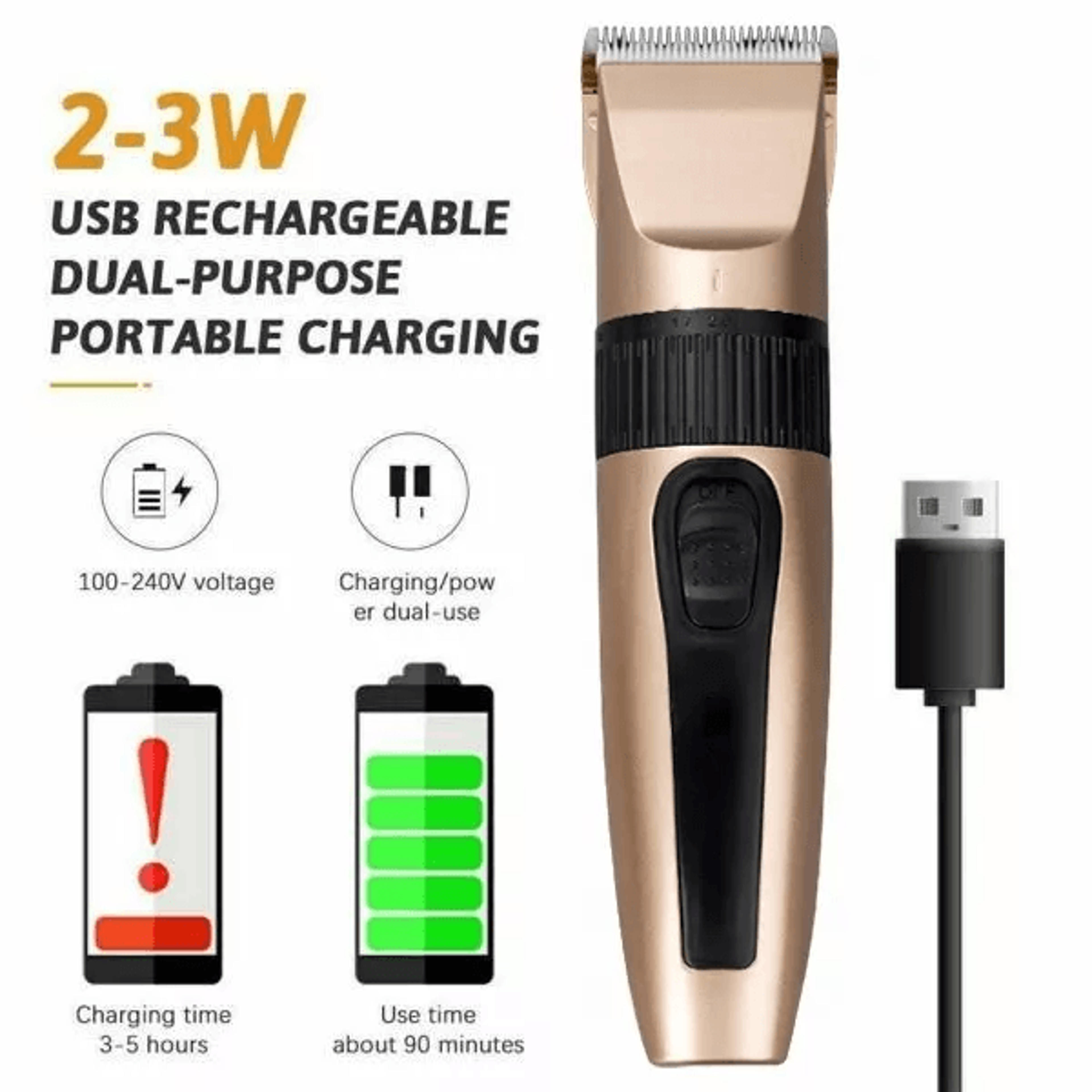 Professional Cordless Hair Clippers  Trimmer Kit For Men Barber Grade Hair Cutting Machine 2