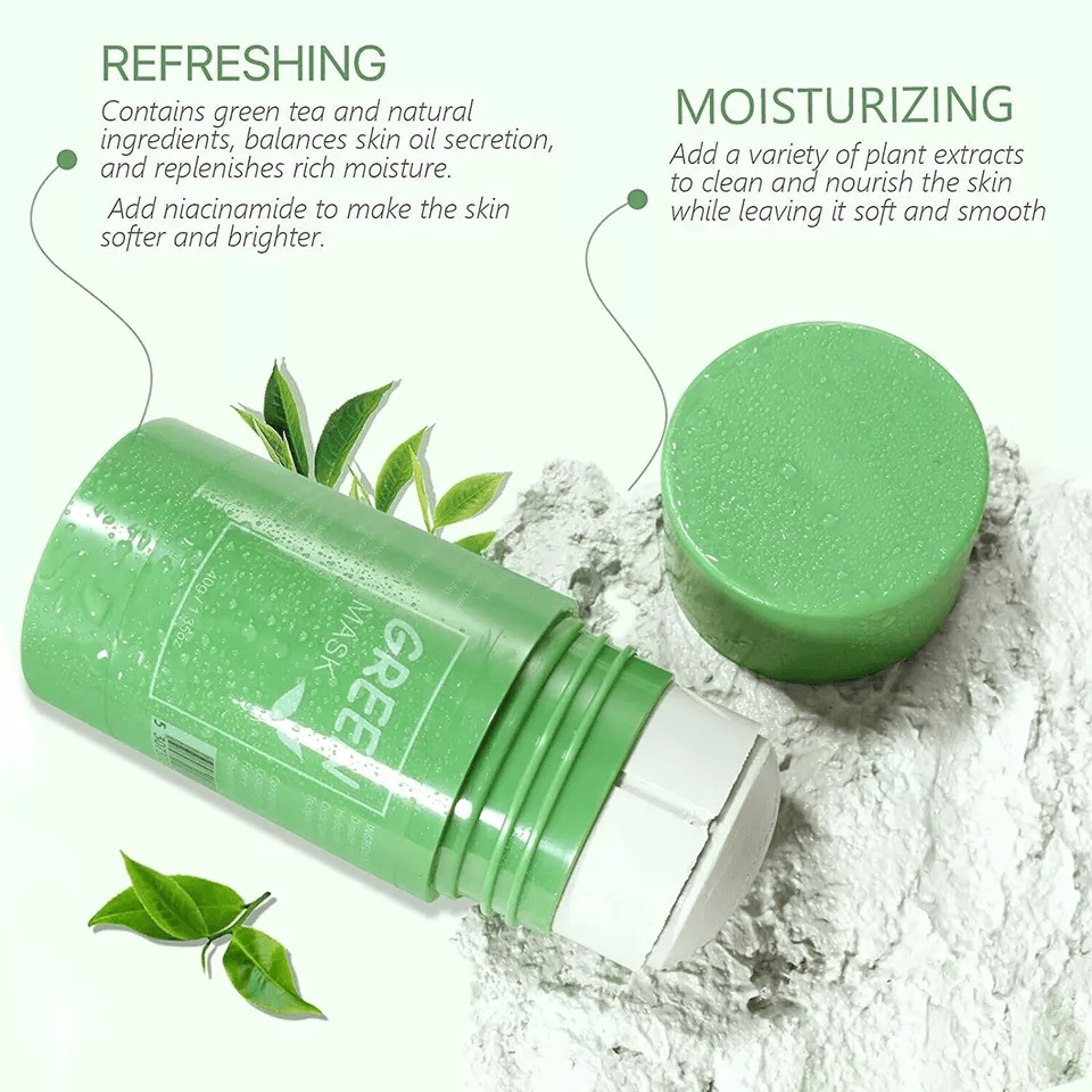 Green Tea Facial Mask Stick Set Pore Purifying Oil Control  Acne Treatment 2