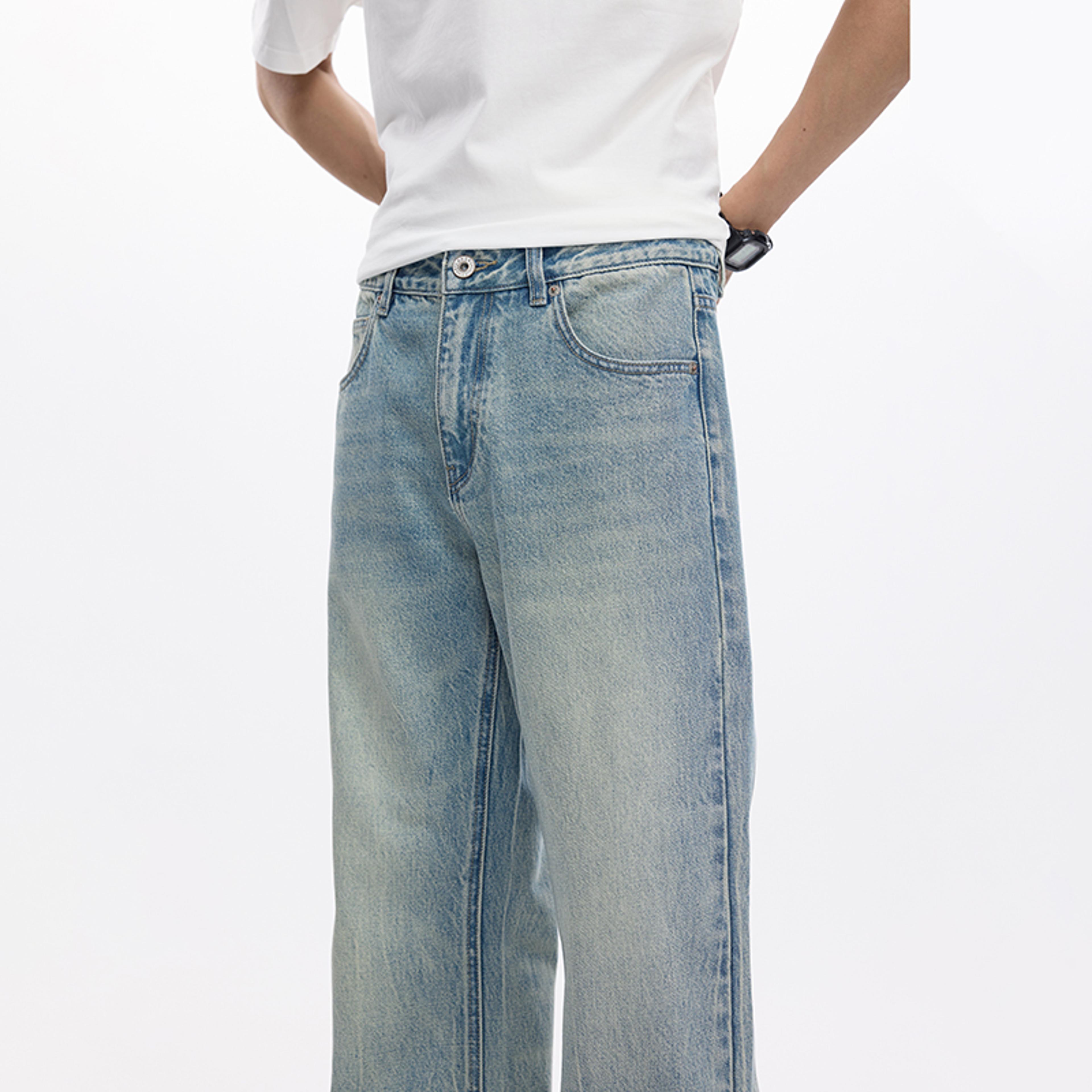 Light Blue Streetwear Loose Fit Bootcut Jeans Spring Jeans For Men Flared Pants Mens Trousers Quali 3
