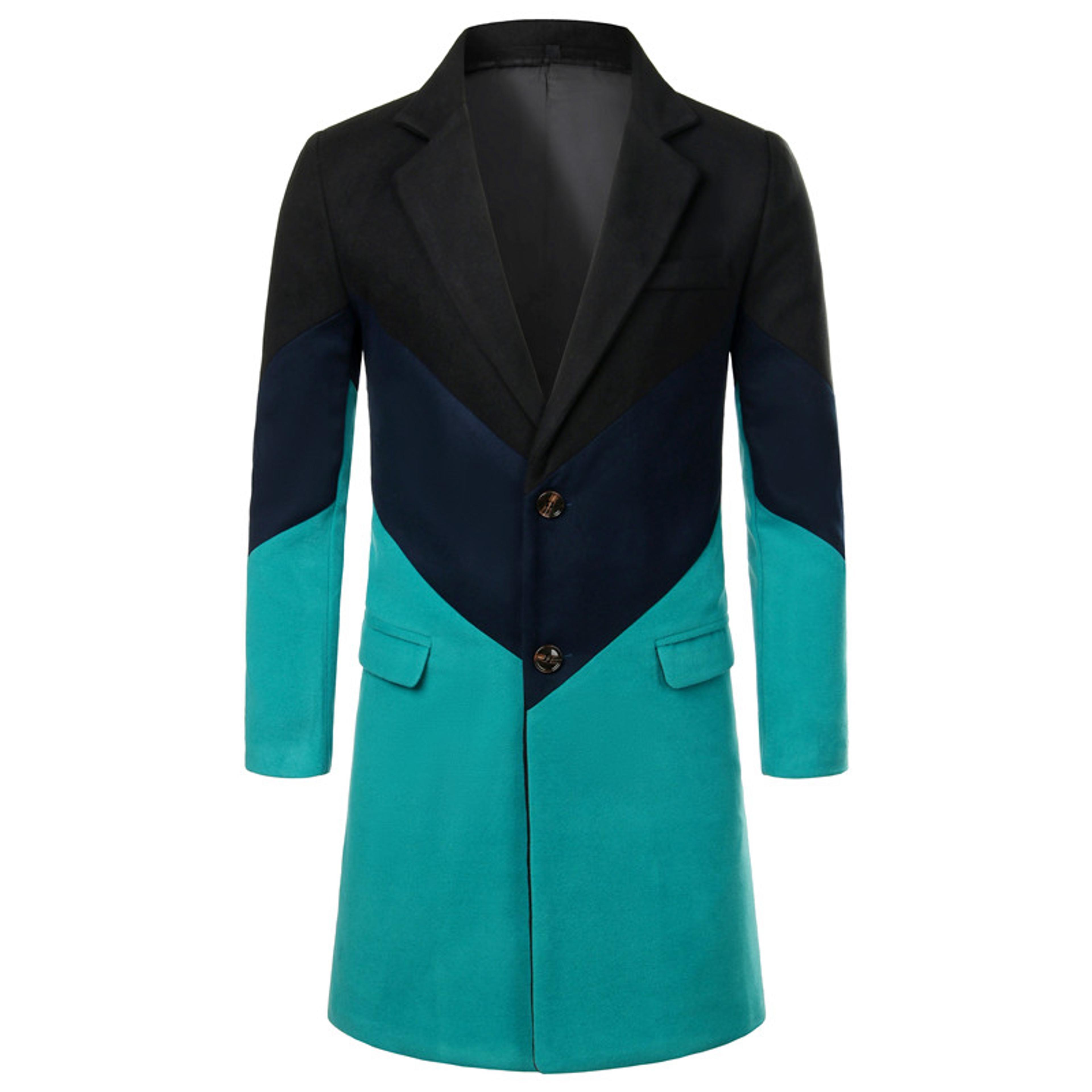 fashion brand men woolen coat winter autumn business banquet party stitching casual trench coat stylish outerwear