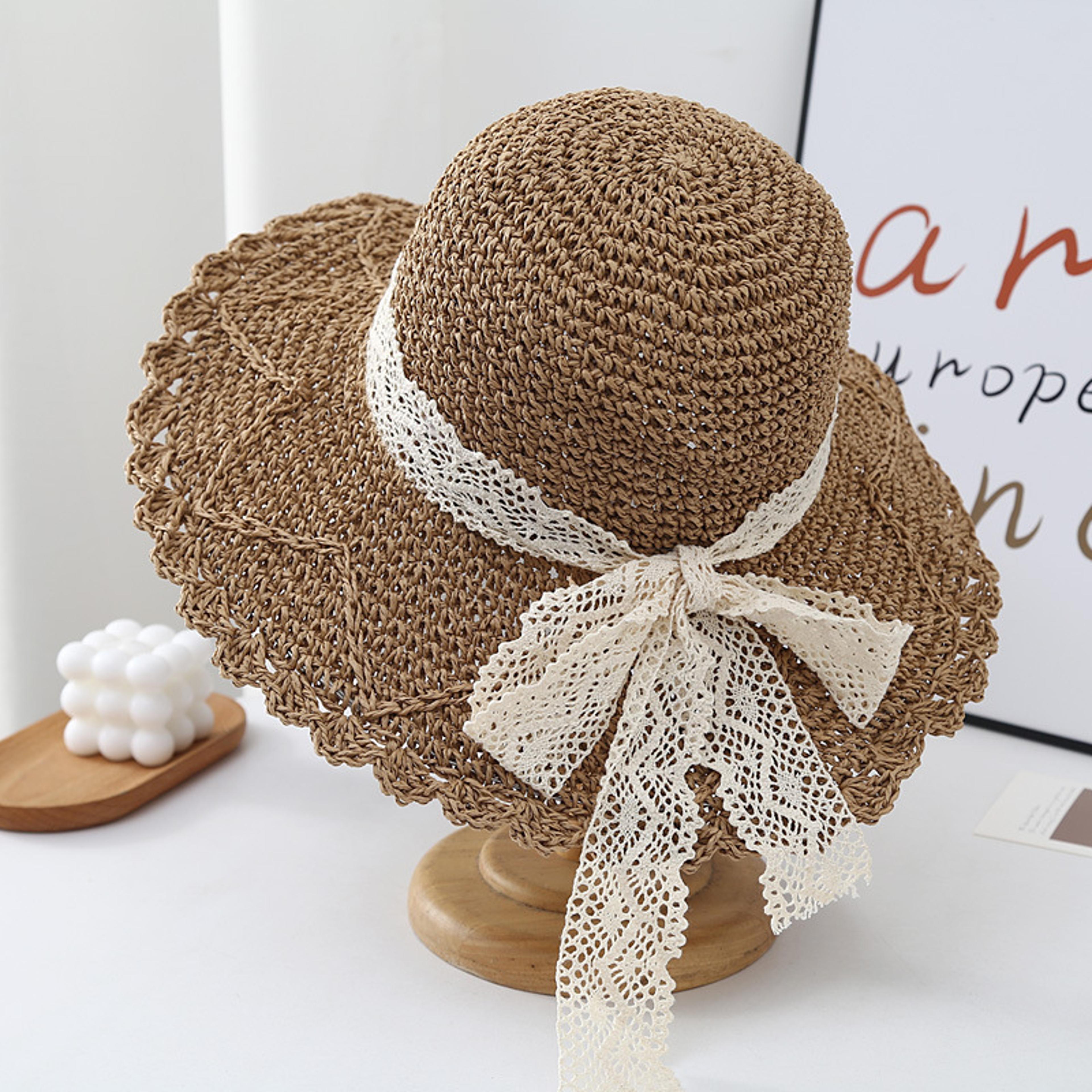 Women Widebrimmed Straw Hat  Foldable Beach Sun Hat For Summer Vacation 5