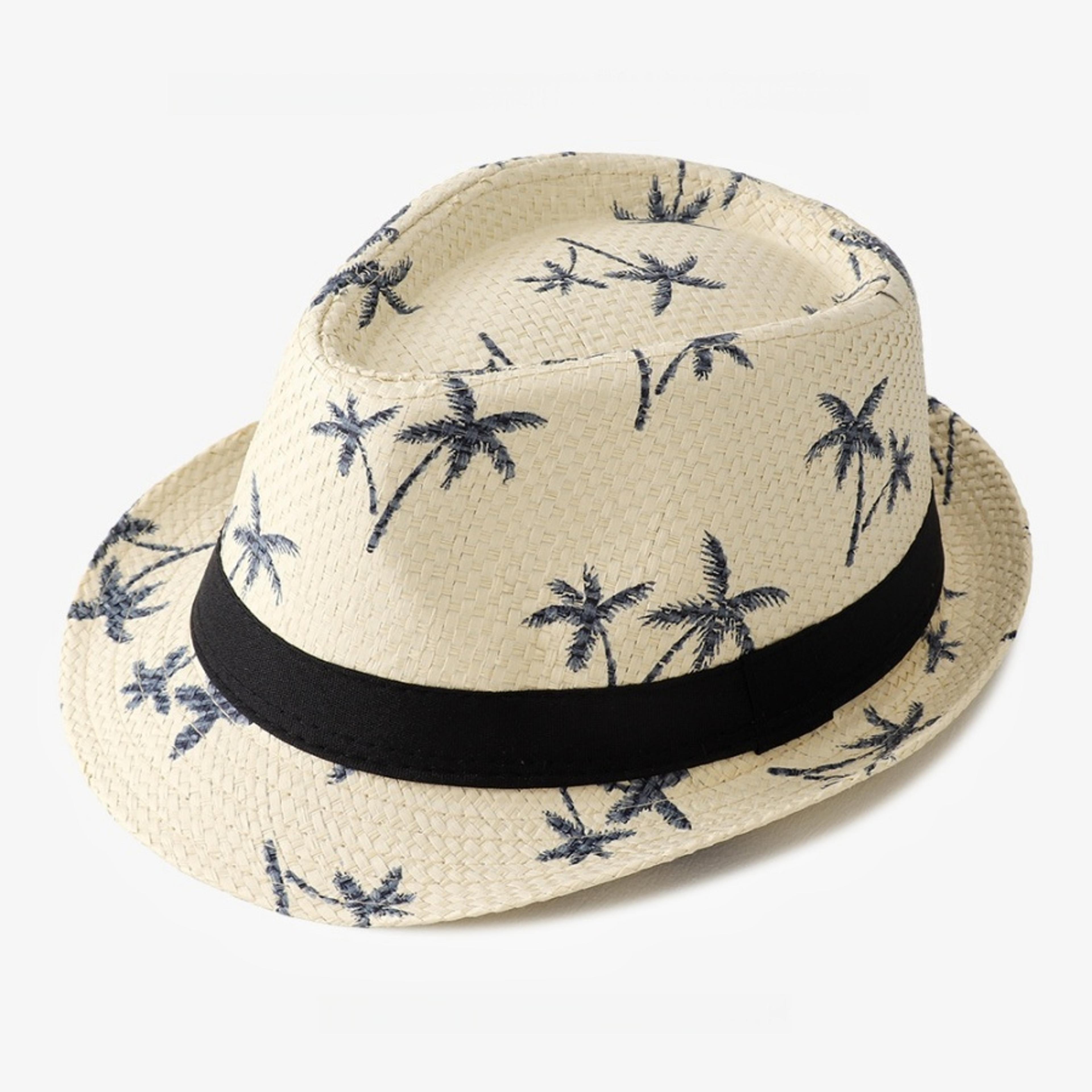 Coconut Tree Print Straw Jazz Hat For Men 6
