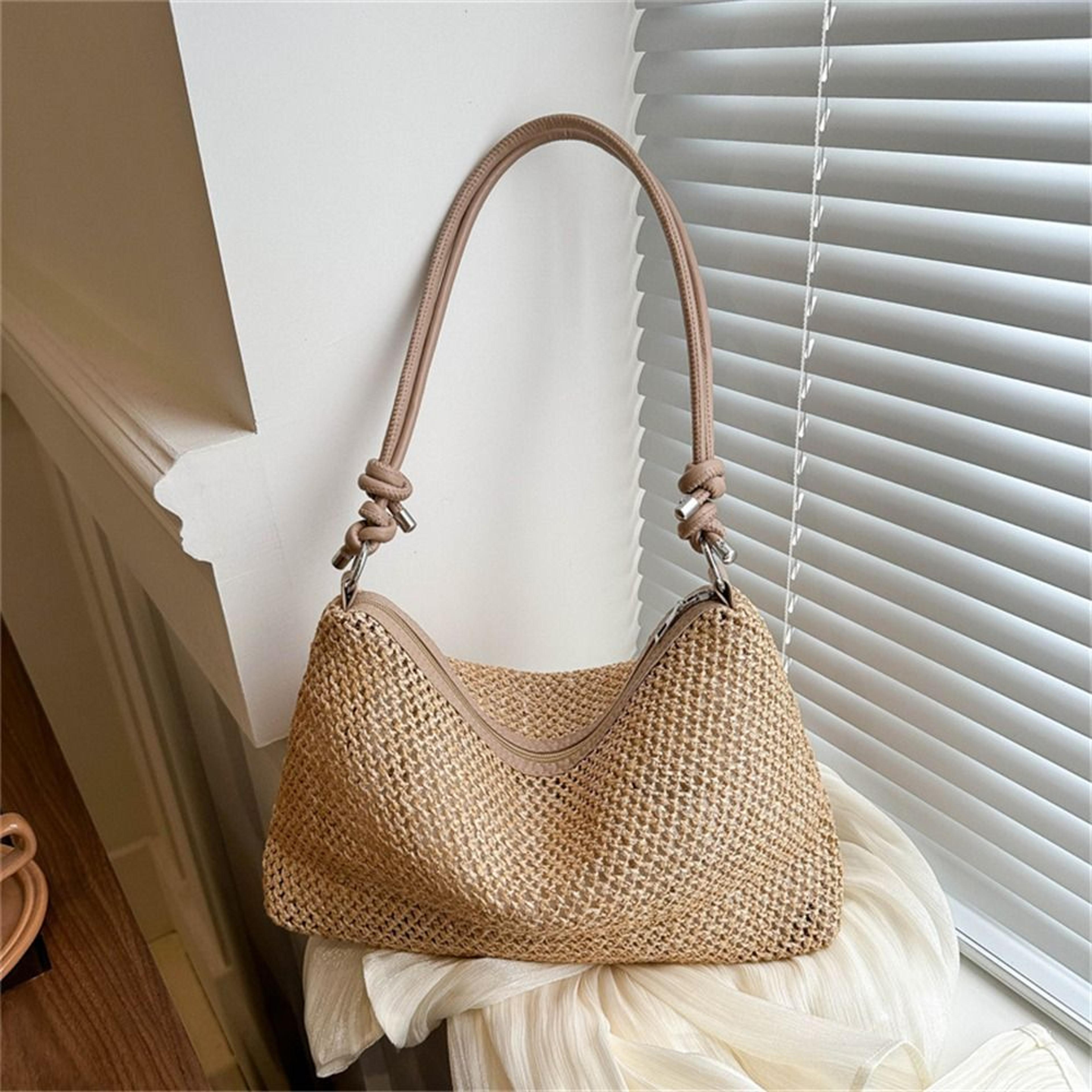 handmade woven rattan beach bag