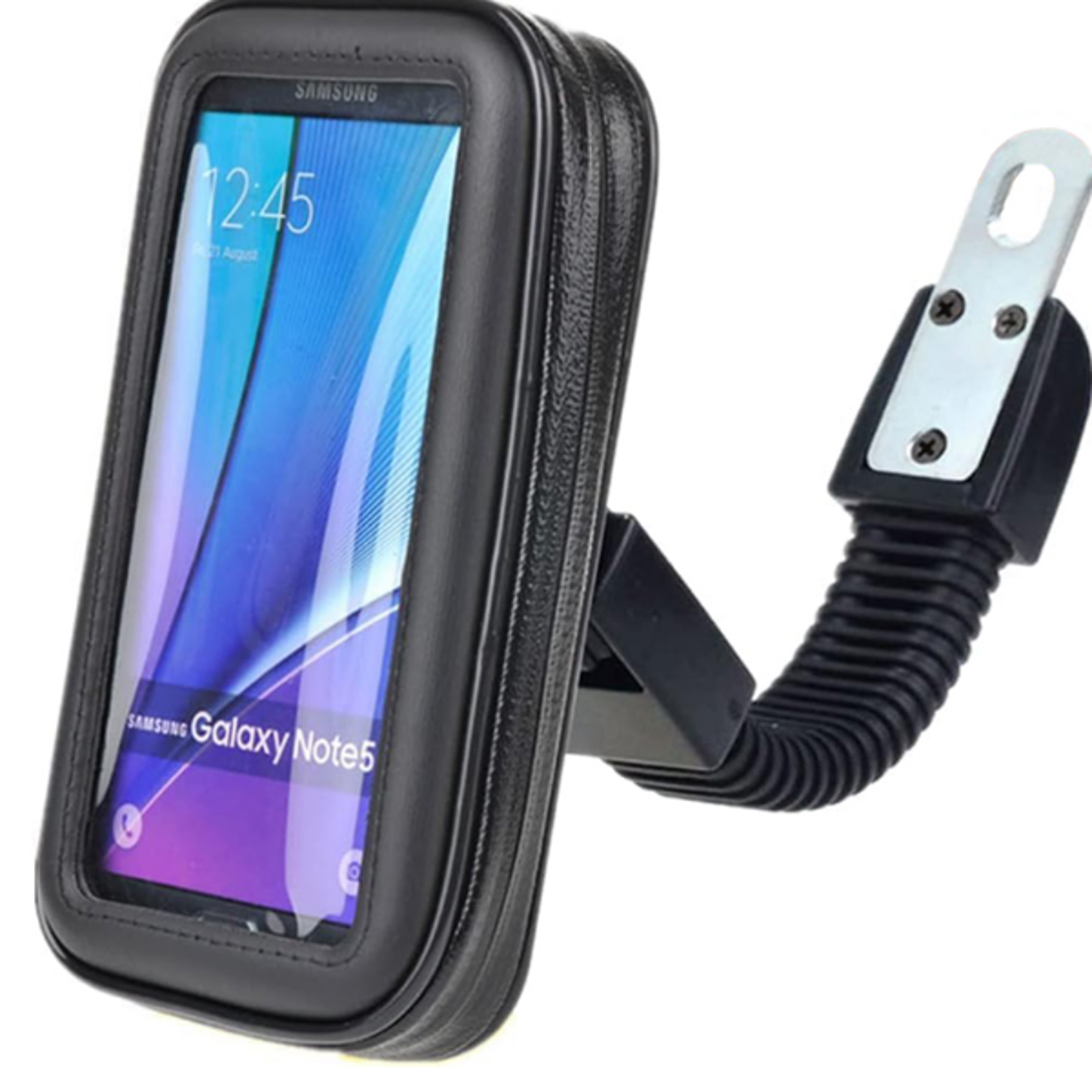 waterproof motorcycle phone mount holder with rain cover, rotation motorbike rearview mirror mount, fits all phones