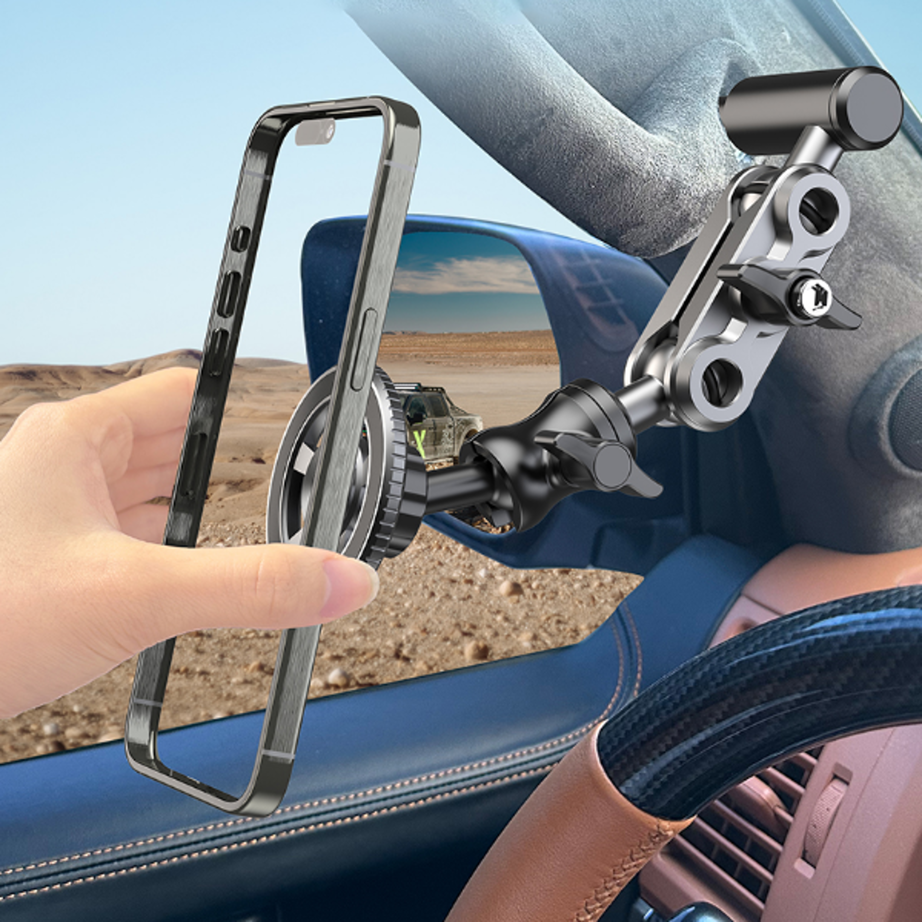 car a-pillar mobile phone bracket, magsafe armrest handle for off-road vehicle truck, car handle holder