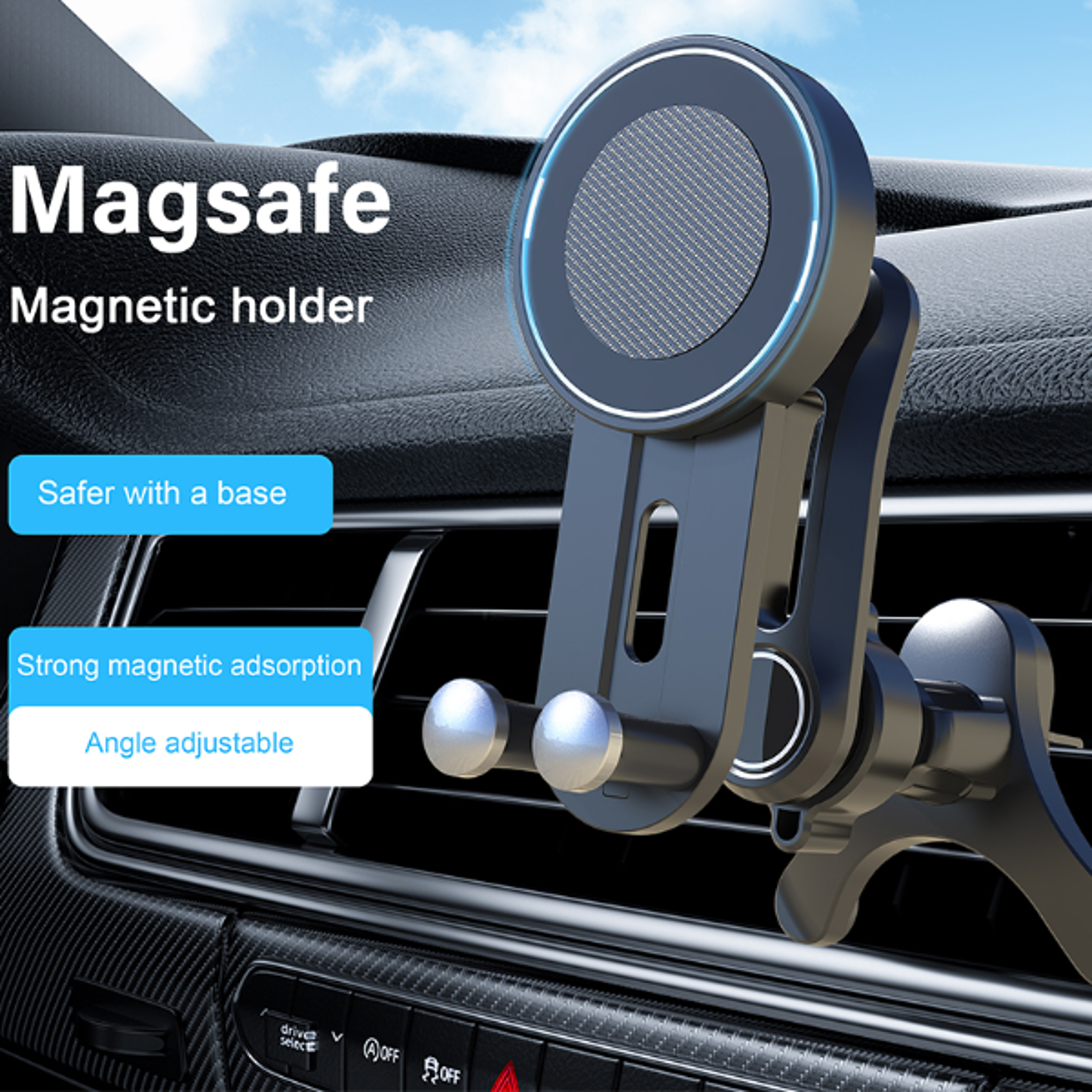 strengthened magnetic car phone holder, magnetic phone mount for car, compatible with magsafe, not blocking air vent