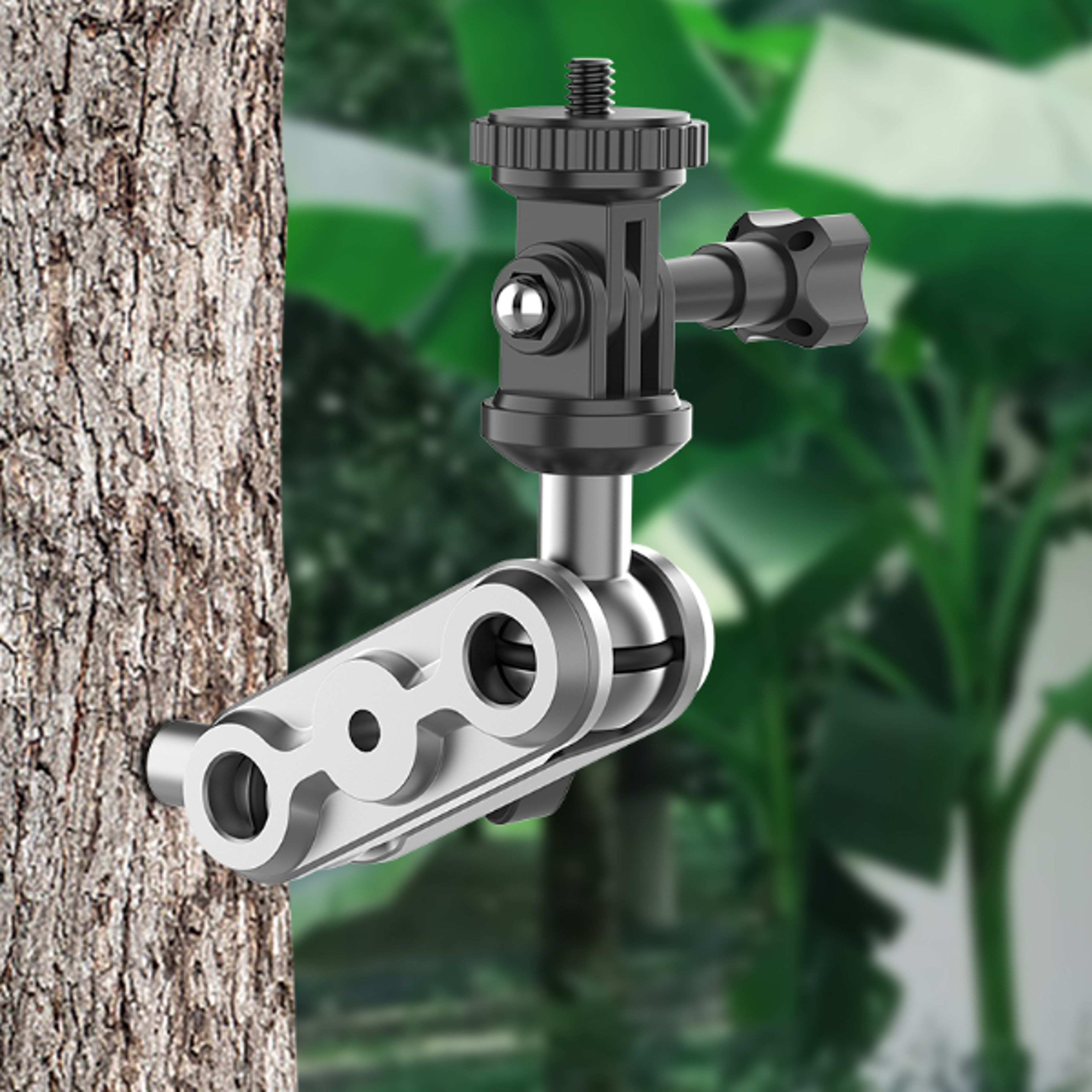 adjustable holder for trail cameras, mounting bracket with threaded insert, outdoor hunting gear accessory