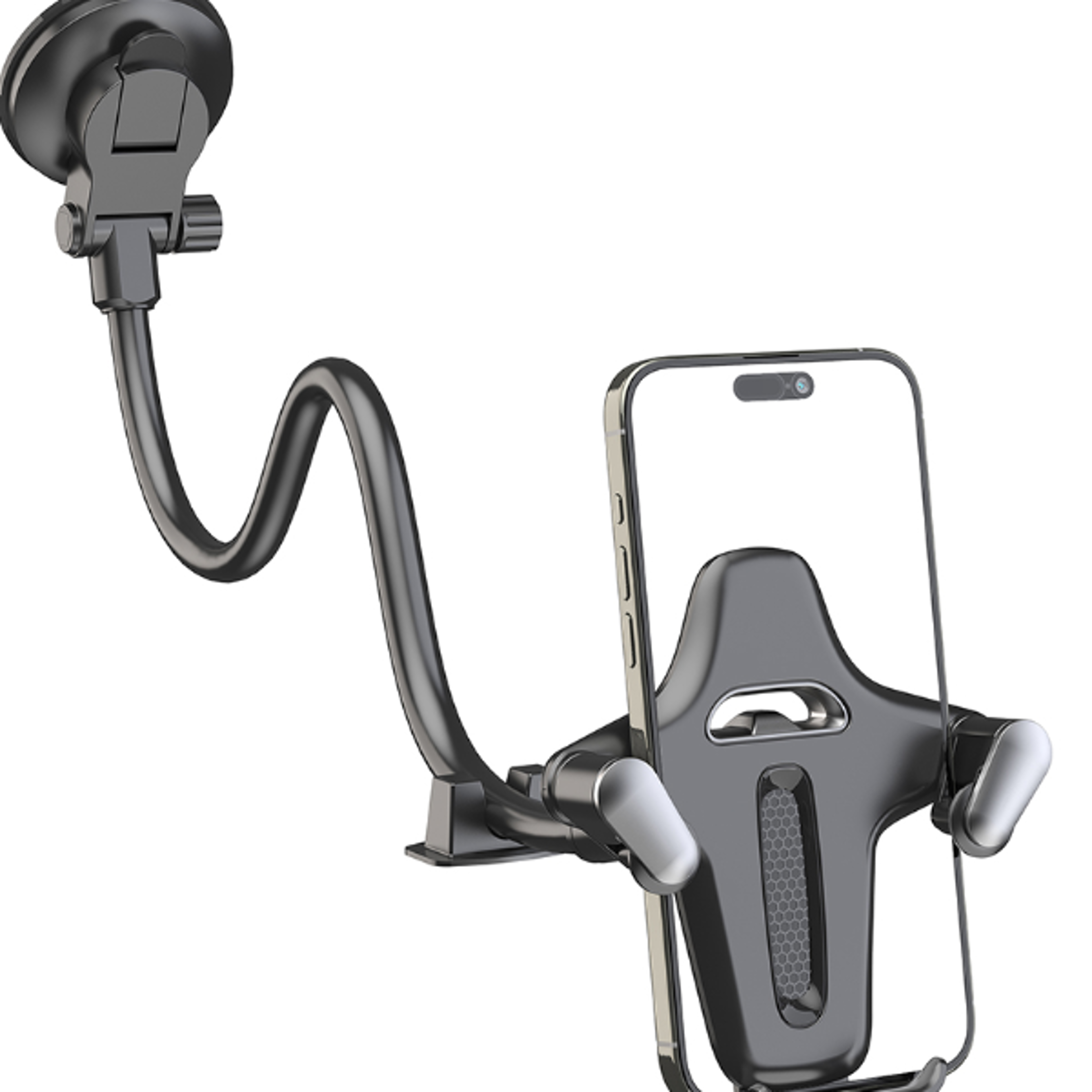 windshield/dashboard car phone holder mount, long arm gooseneck suction cup mount for car truck
