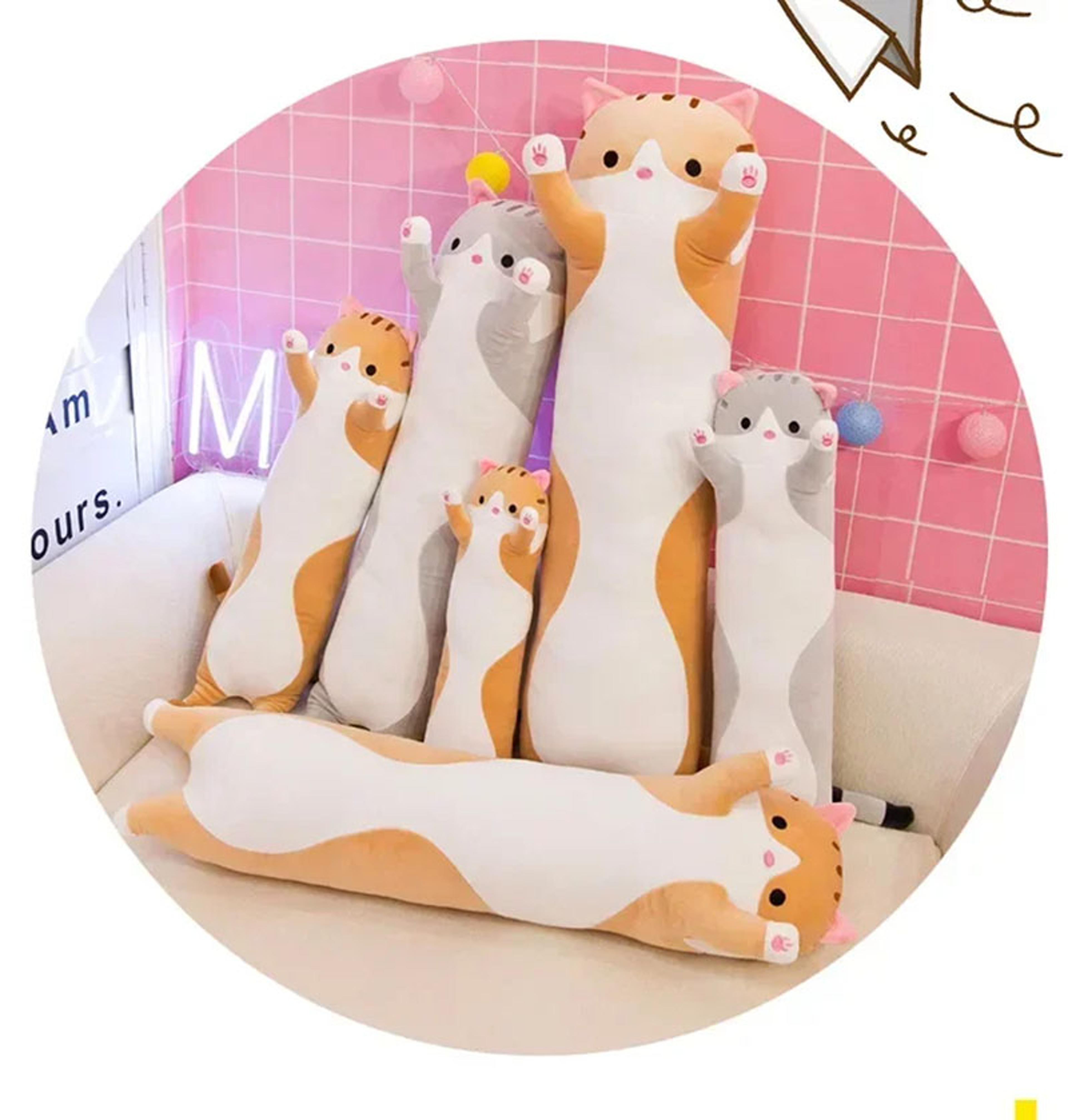 cute cat plush pillow stuffed animal long cat for kids birthday gift soft children's toys pillow