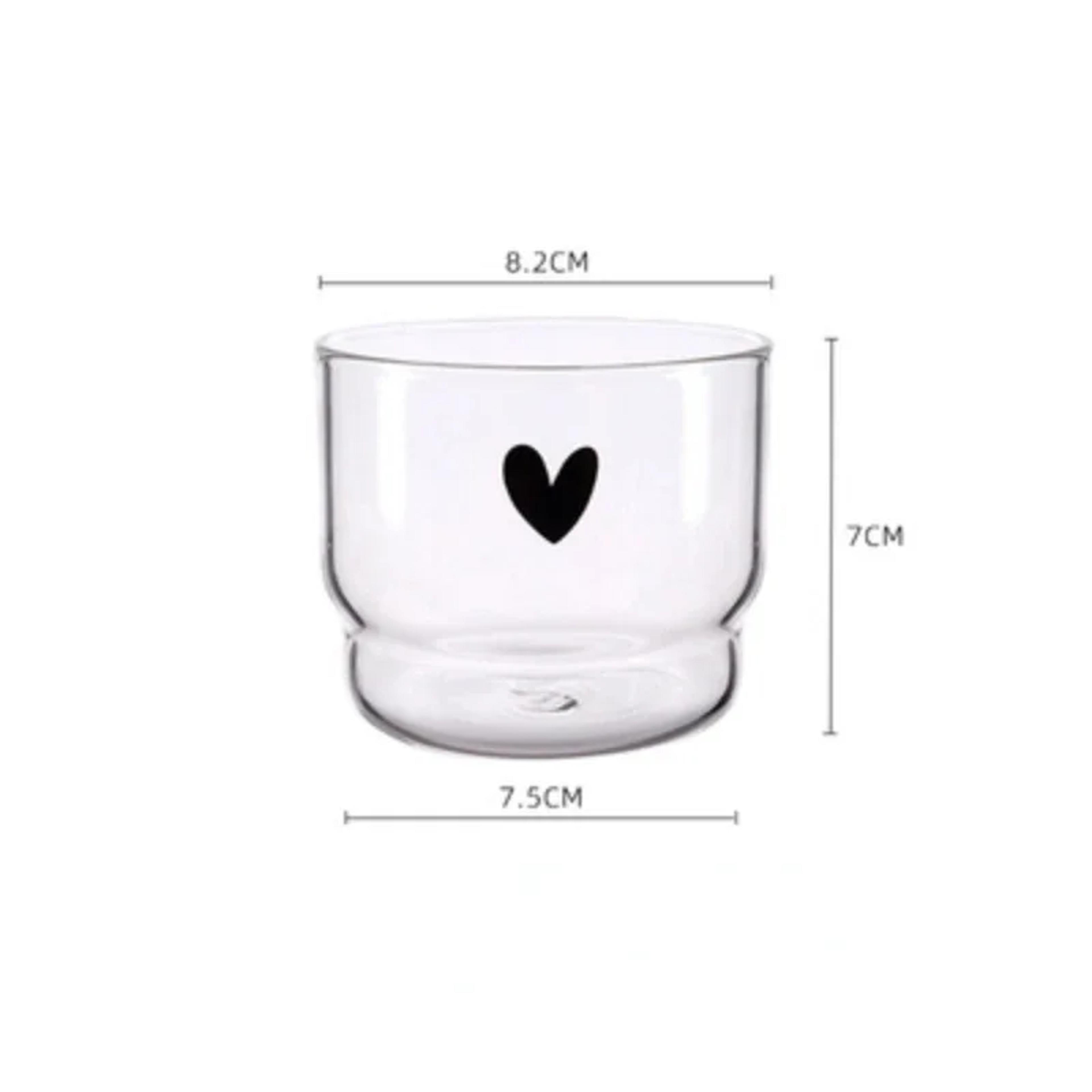 Happy Heart Glass Mug Transparent Heat Resistant Tea Coffee  Milk Cups 3