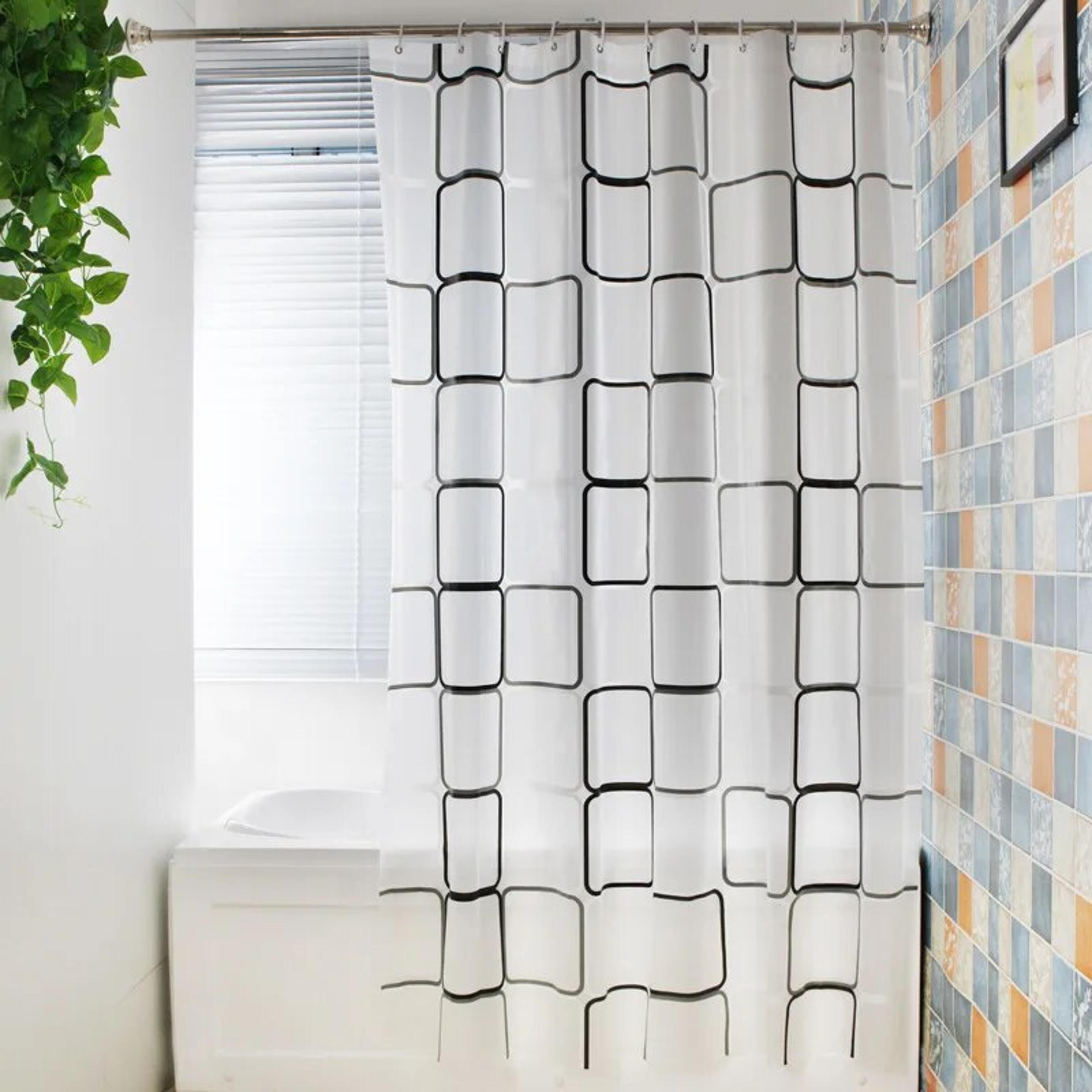 patterned peva waterproof shower curtain - stylish bathroom partition & decoration accessory