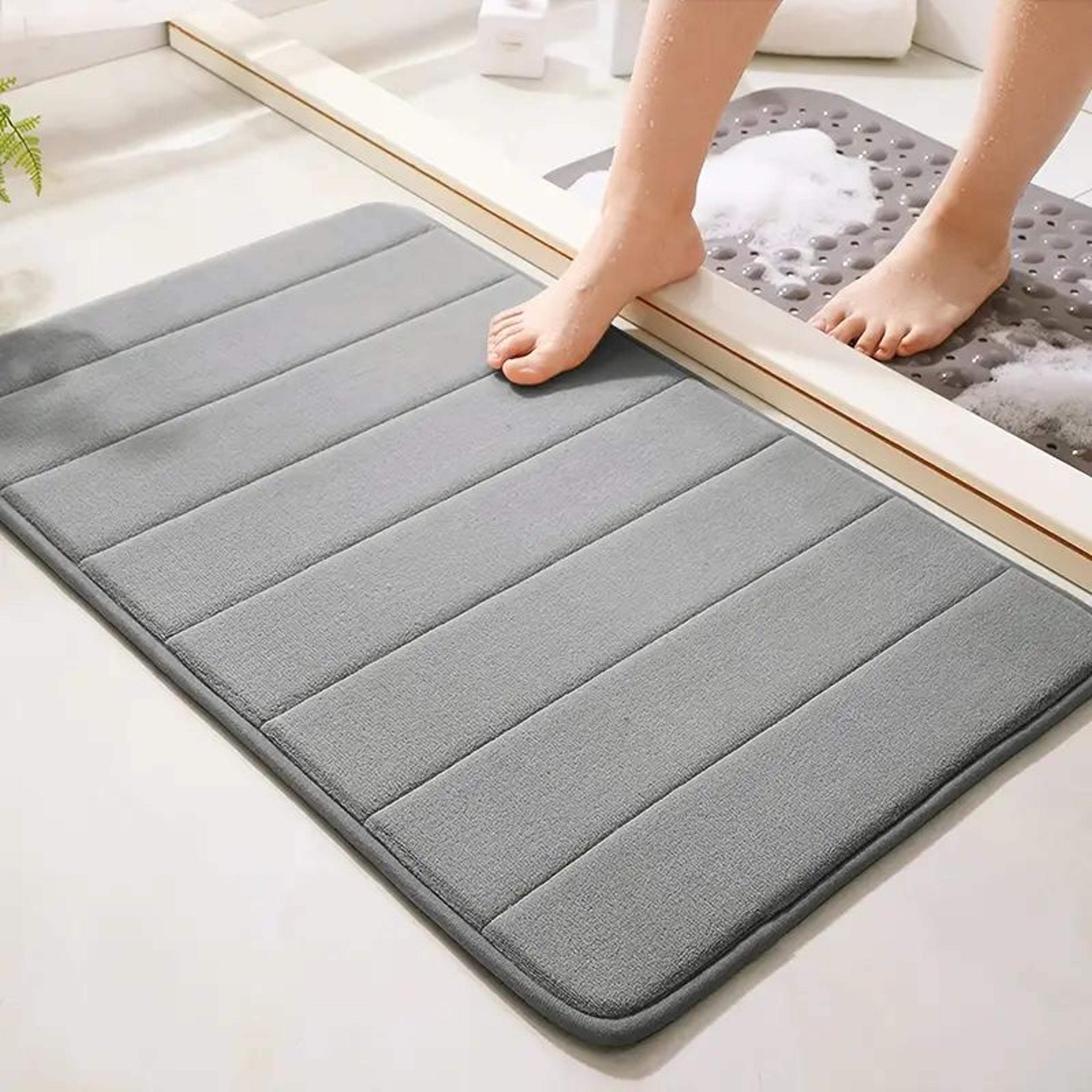 bathroom anti-skid memory cotton mat – quick water absorption & soft toilet mat for comfort