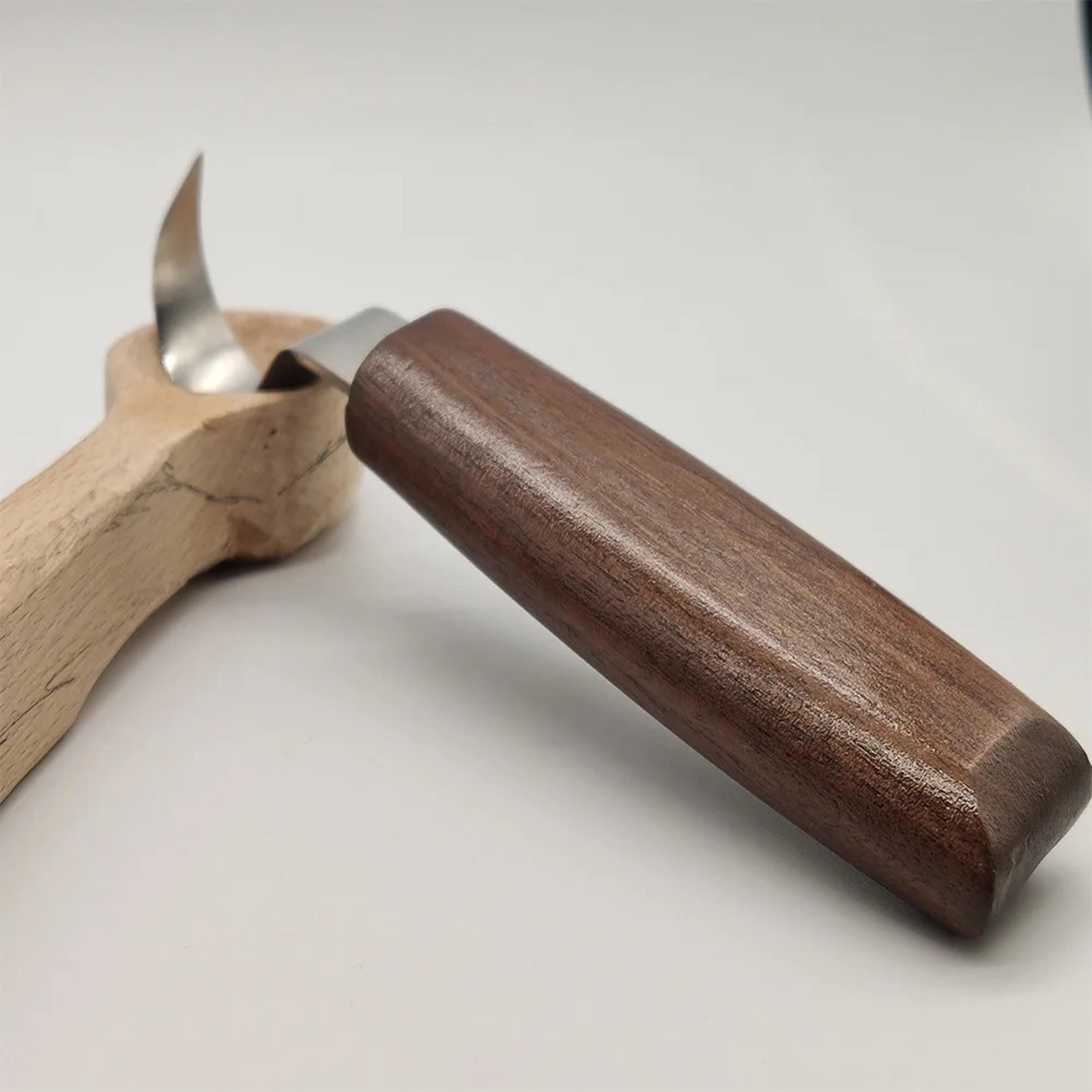 woodworking carving knife set for diy projects | durable curved wood scraper with black walnut handle