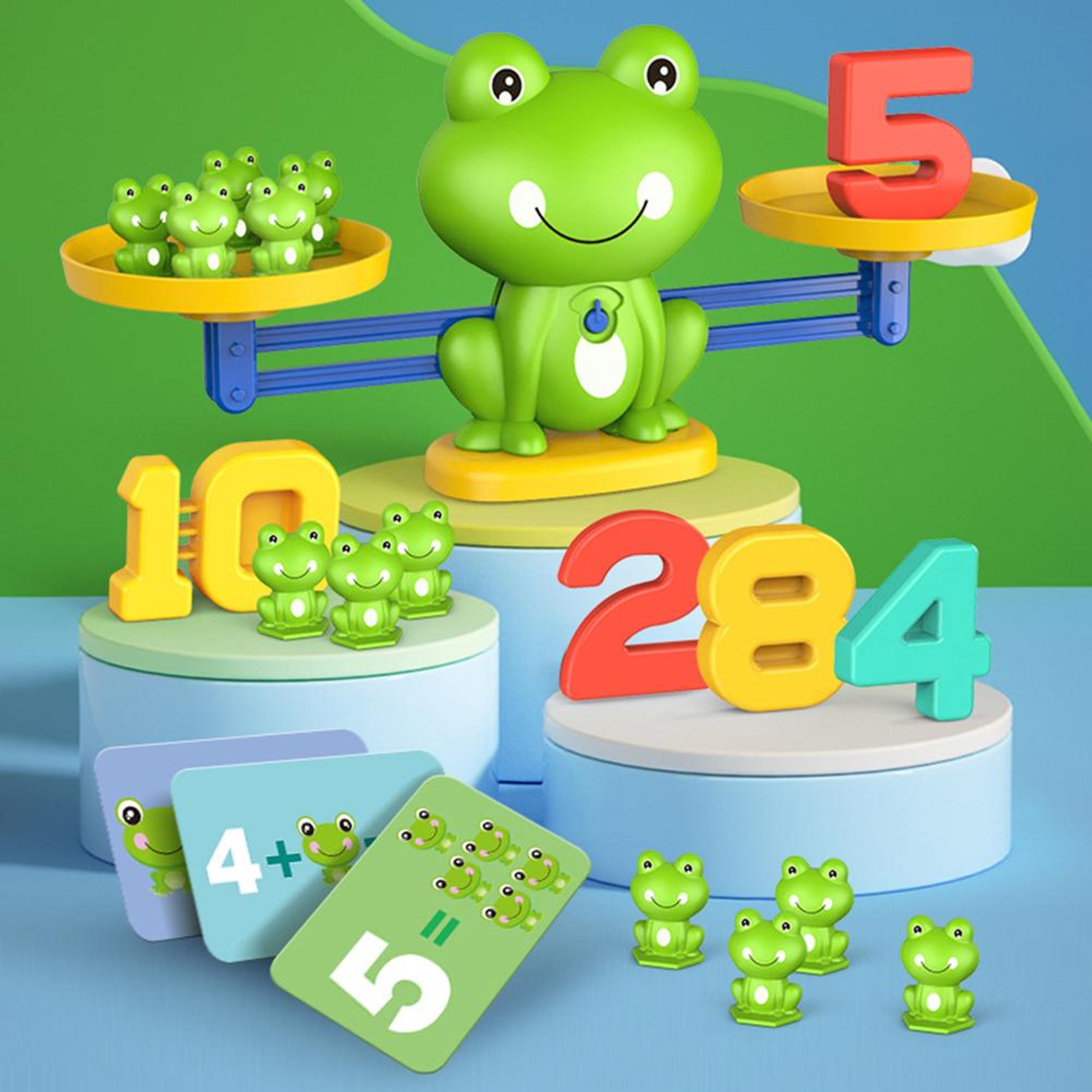 interactive frog math balance scale toy for kids - number learning, counting educational montessori toy