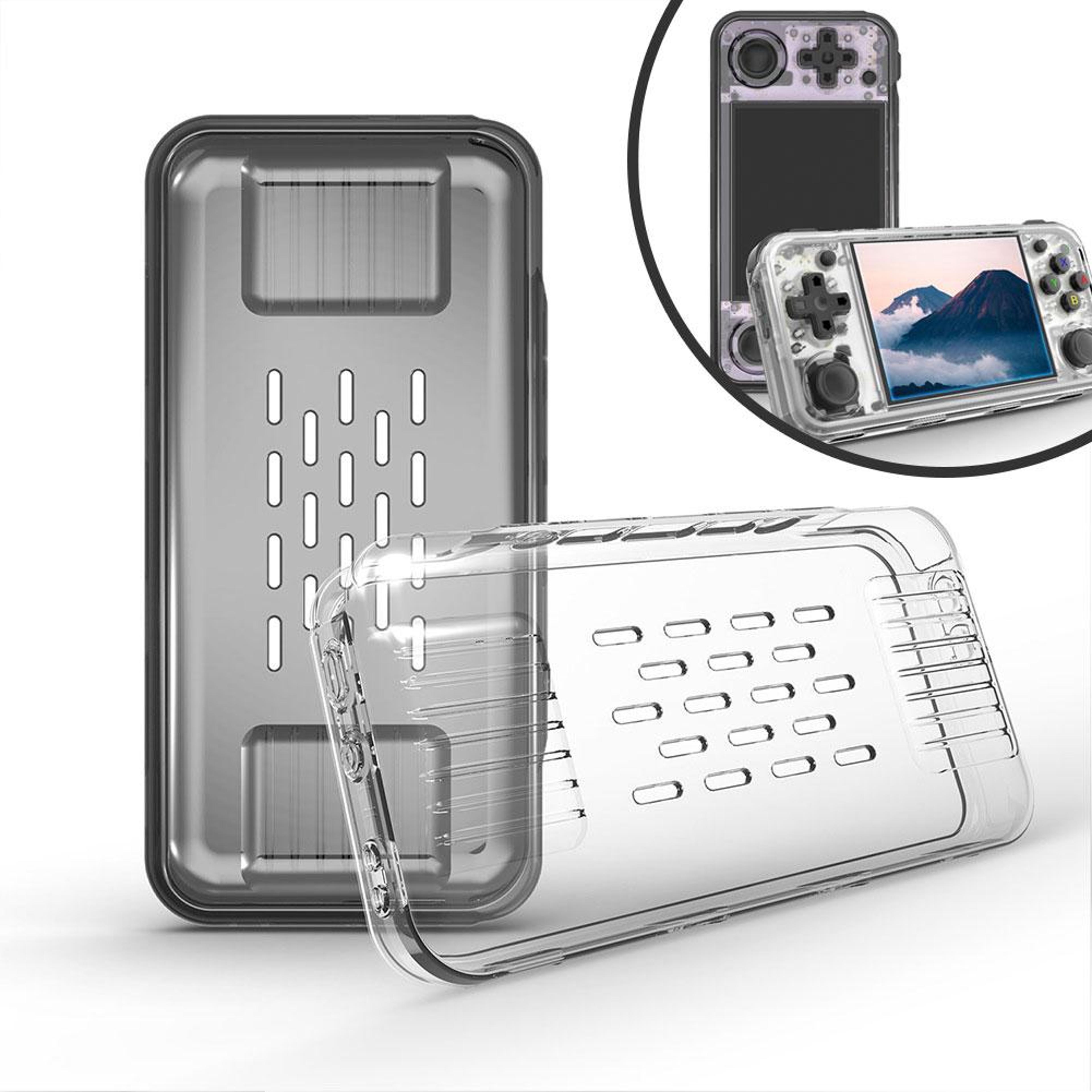 shockproof tpu transparent case for anbernic h handheld console – durable, transparent protective shell