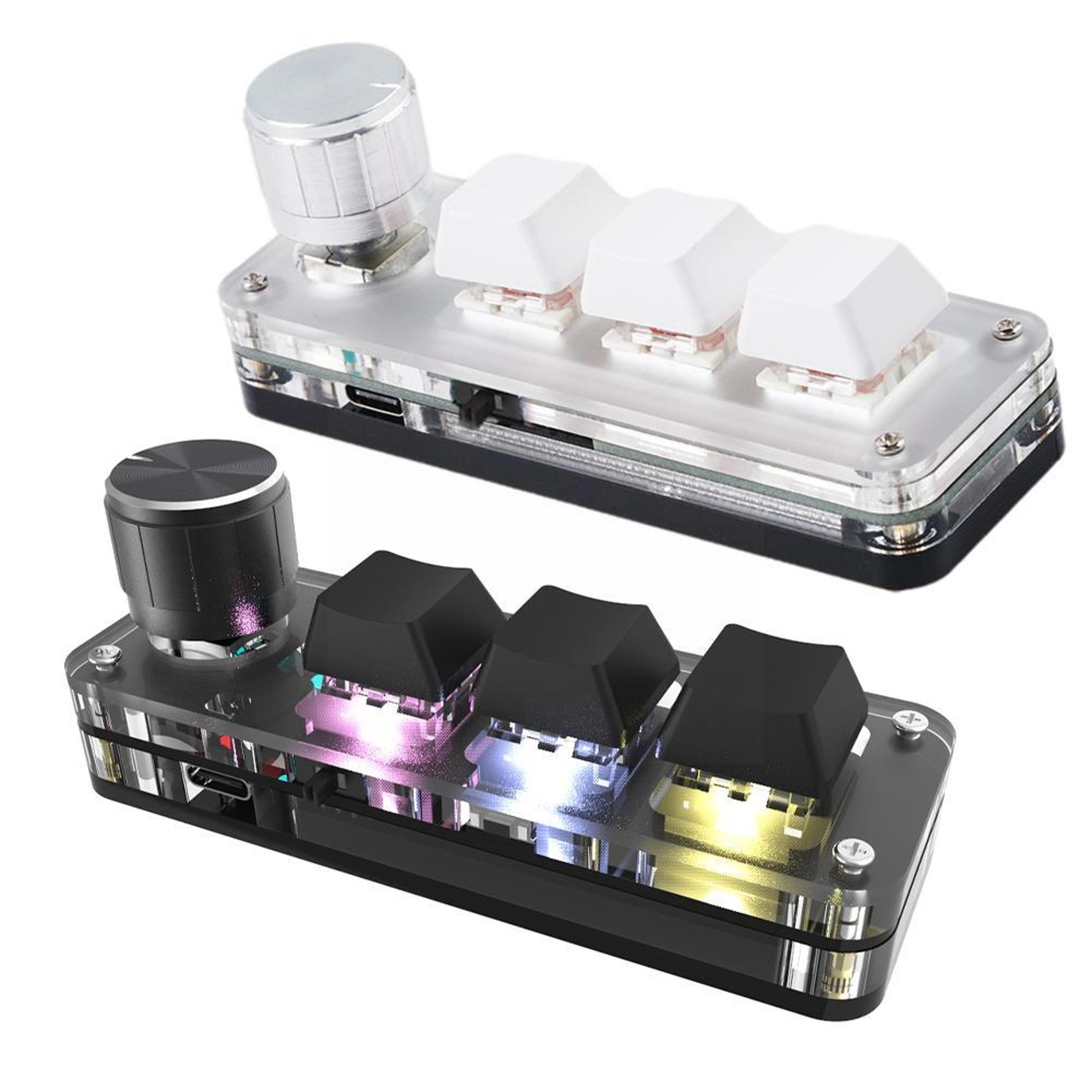rgb mini gaming mechanical keyboard - custom red switch knob, bluetooth & wired, programmable keys