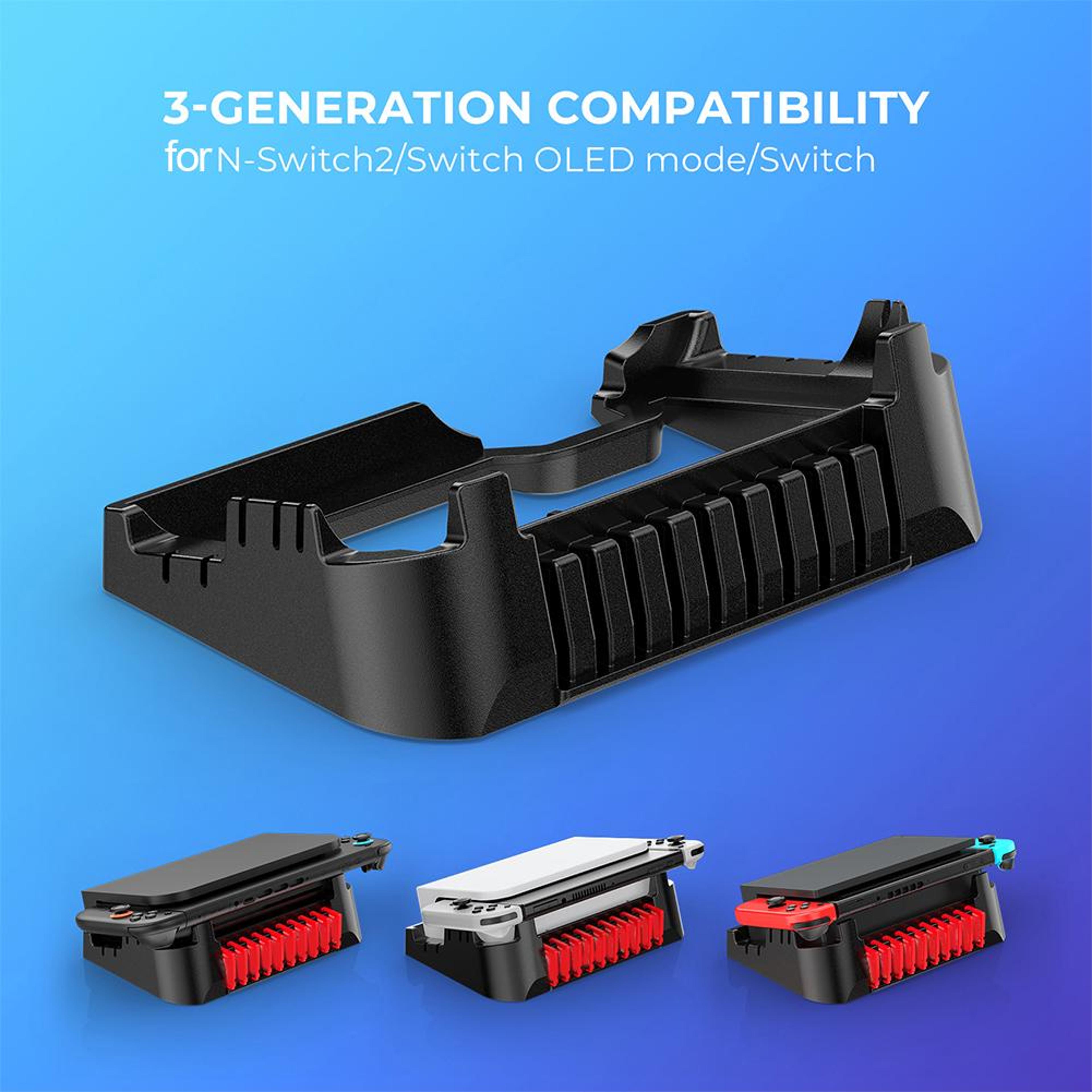 horizontal dock stand for switch oled & universal console base with game card storage