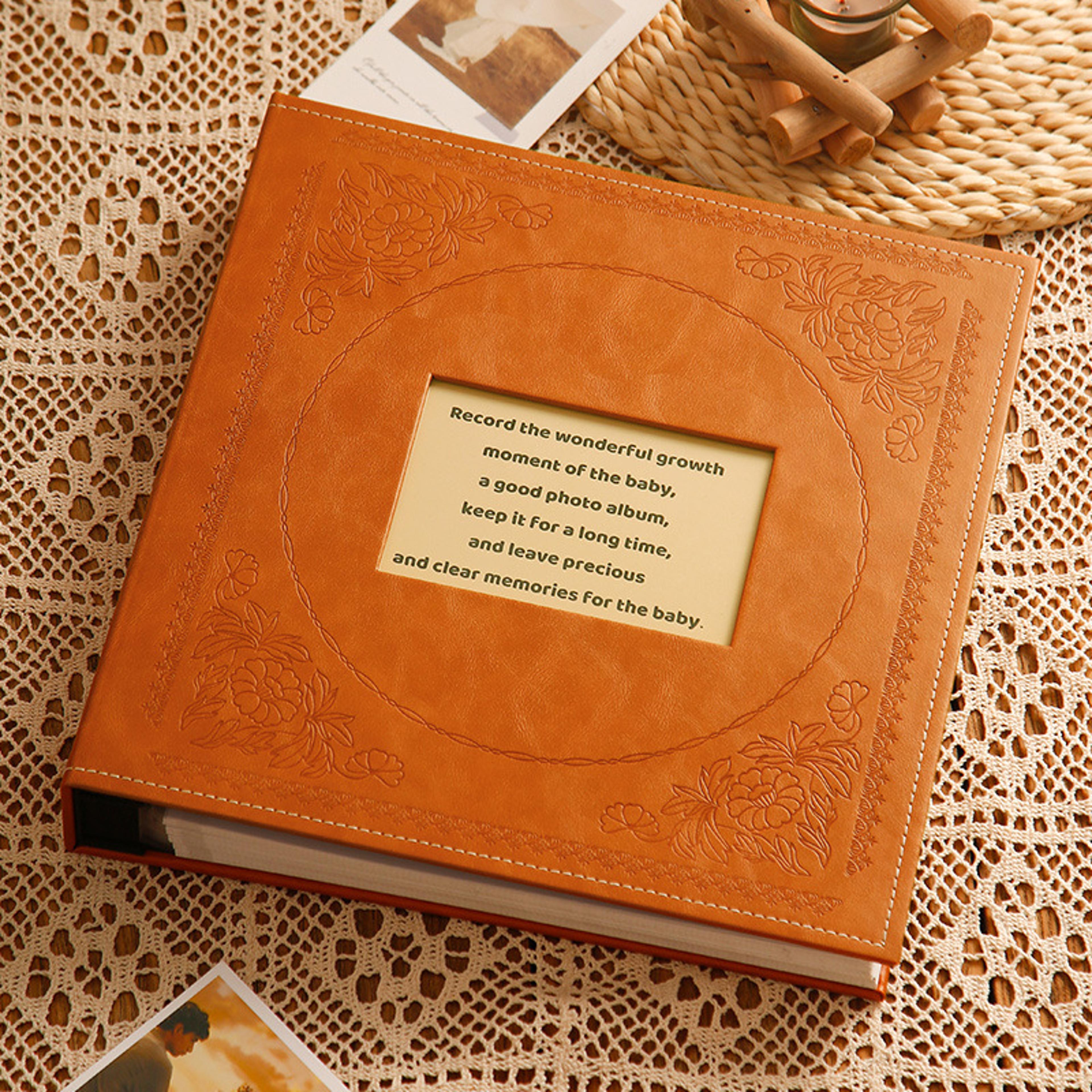 personalized family photo album - leather memory book for wedding & kids