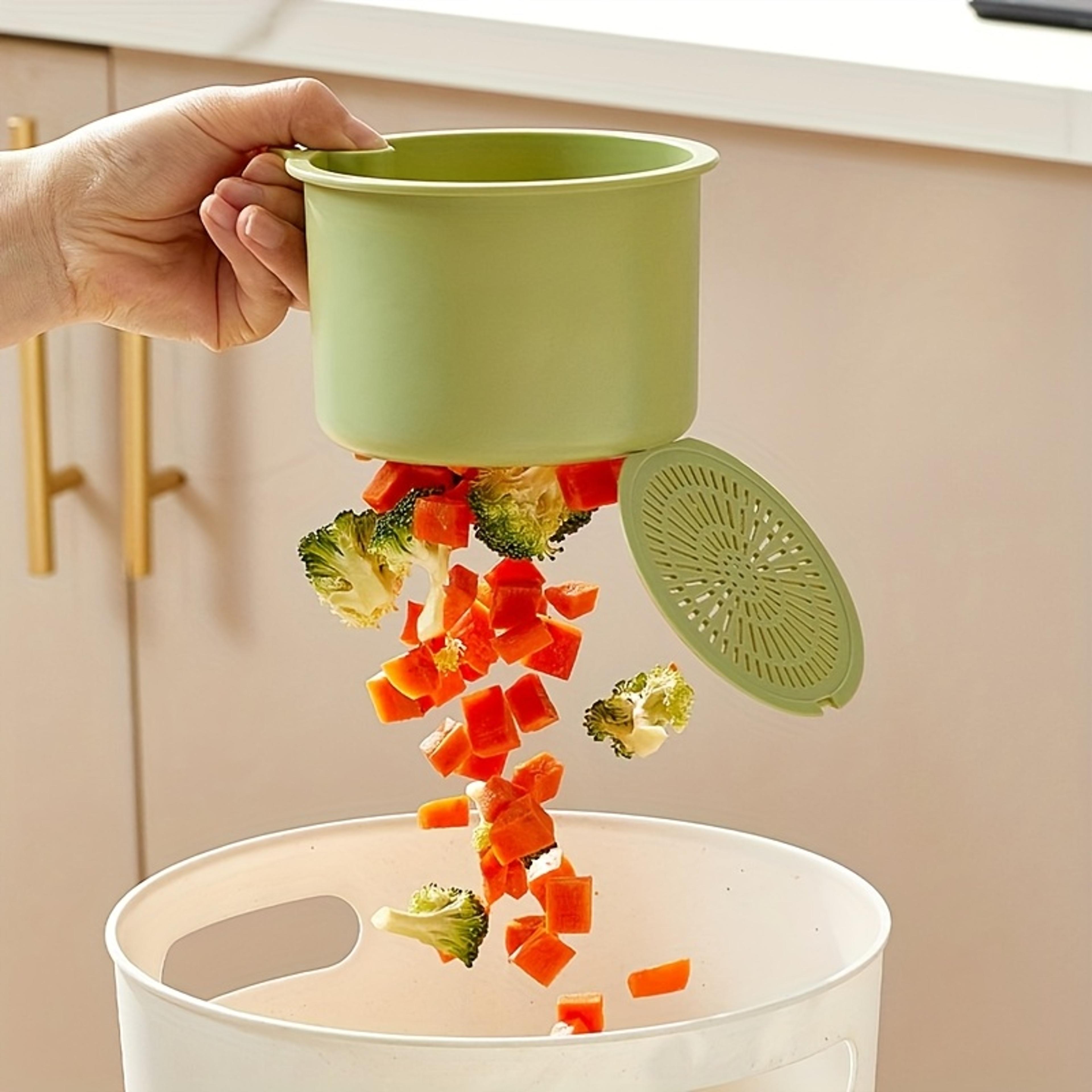 space-saving hanging sink basket for kitchen and bathroom | easy install split filter basket