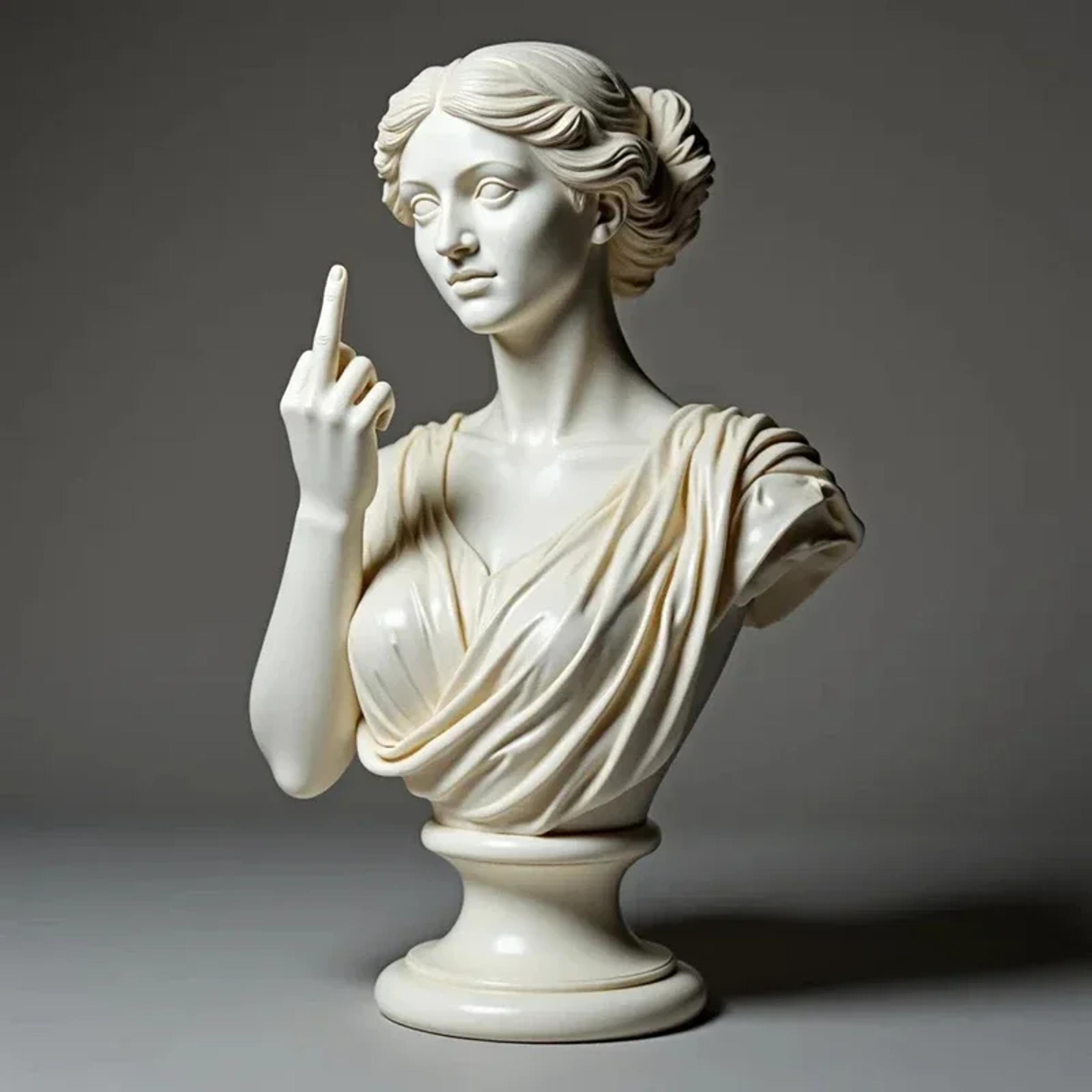 vienna goddess middle finger funny resin statue – personalized home office table decor & special gift