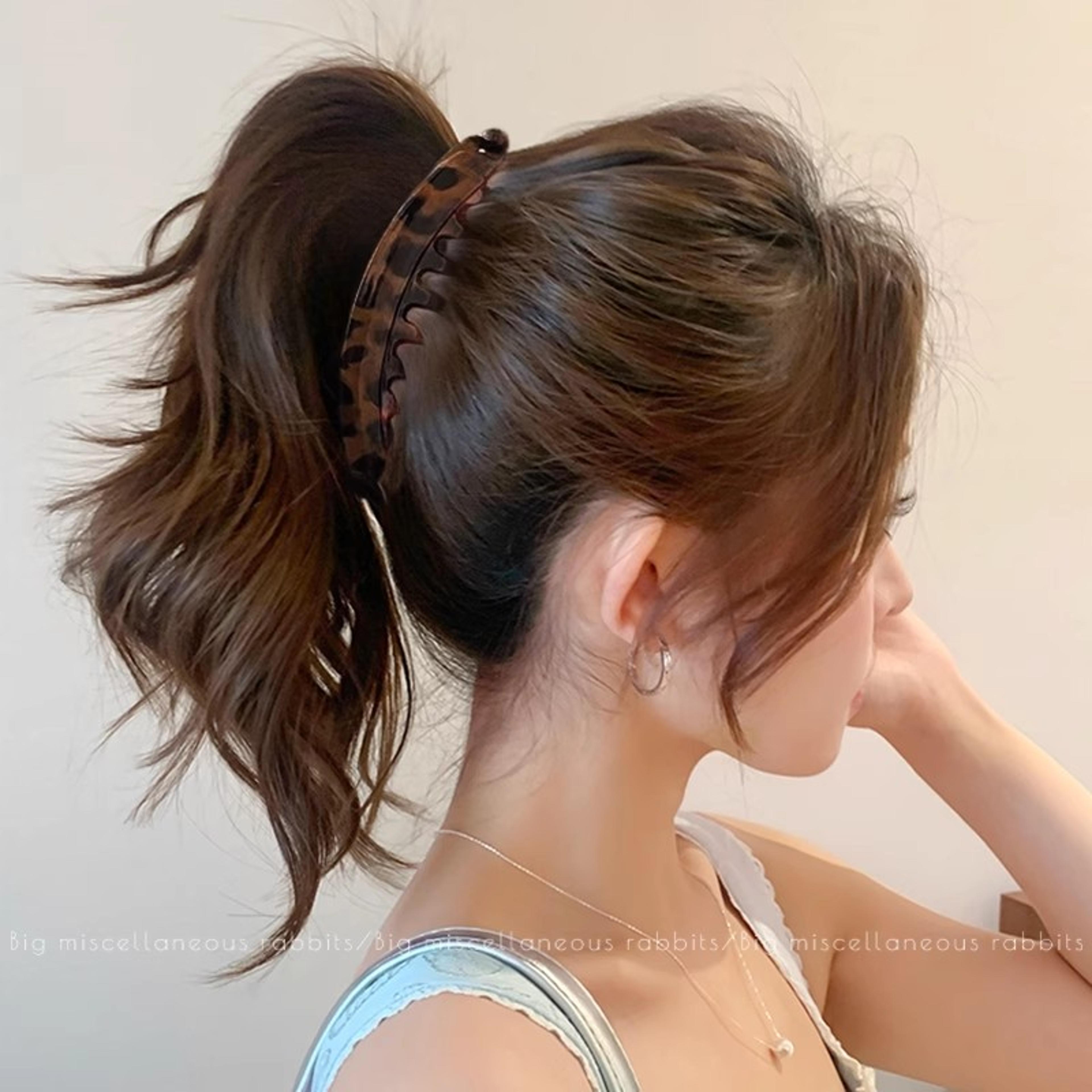 vintage leopard print hair claw clip – high ponytail holder for women & girls