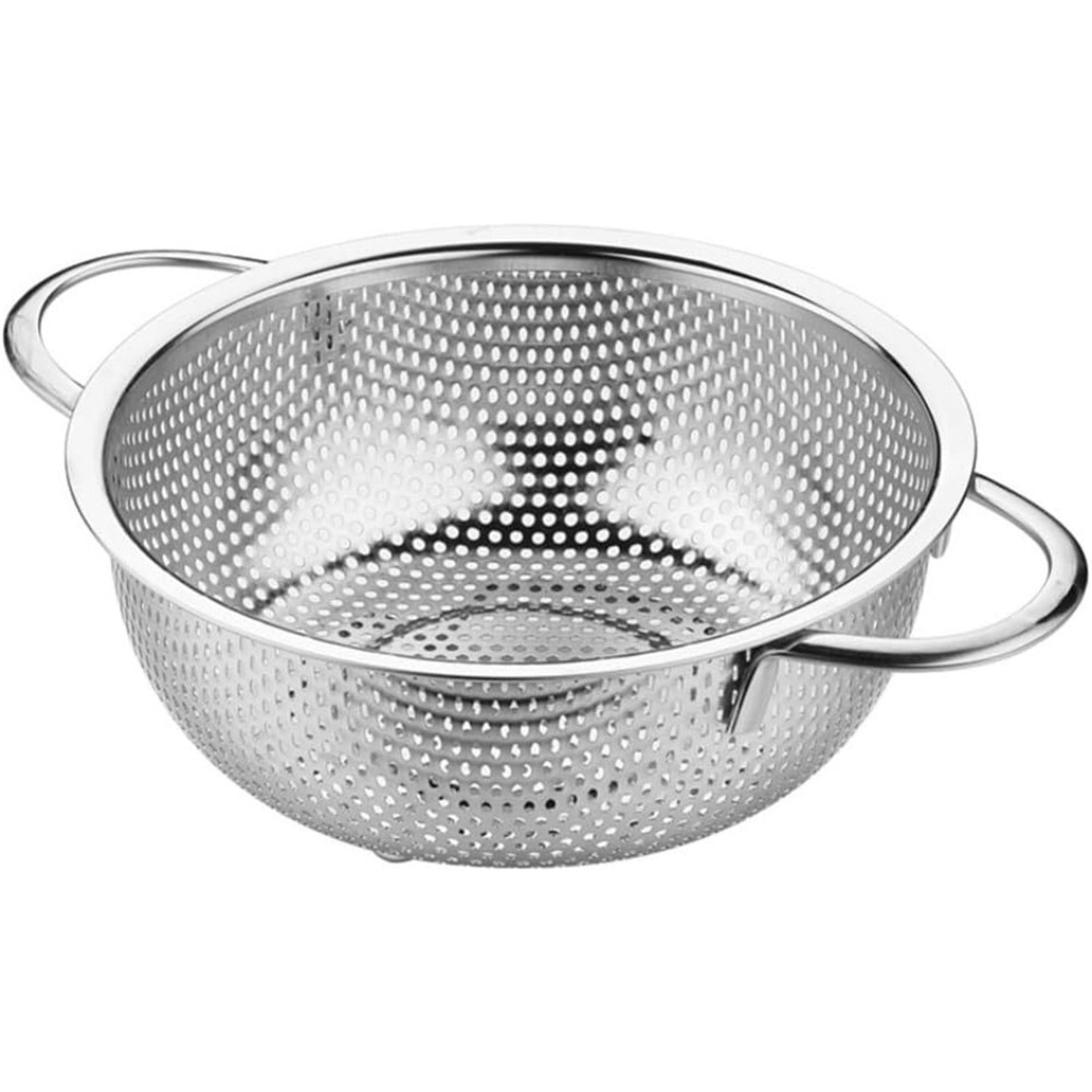stainless steel colander with double handles – fine mesh strainer for fruits, vegetables, and pasta