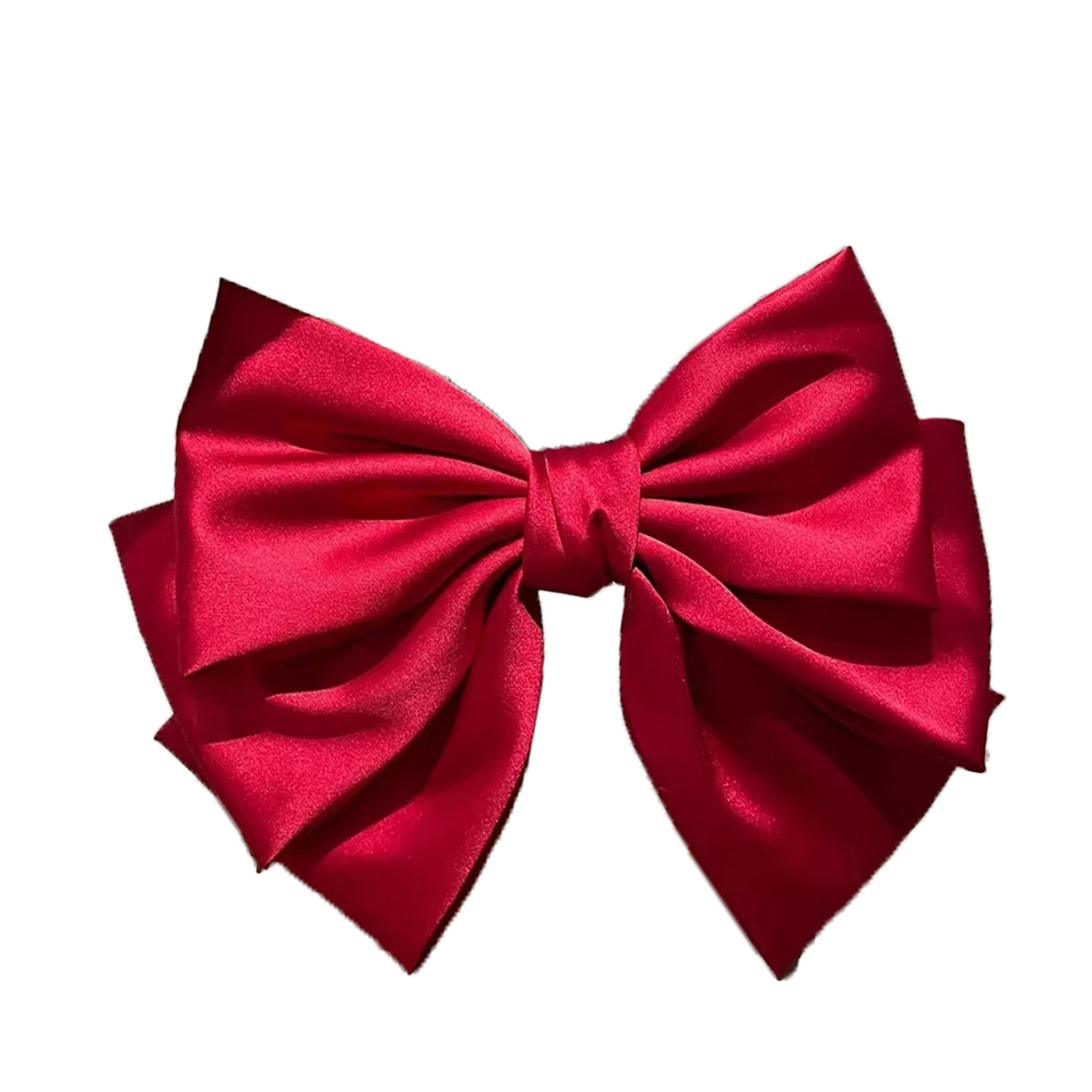 elegant satin bow hairpin clip – double layer ribbon ponytail clip, korean fashion accessory