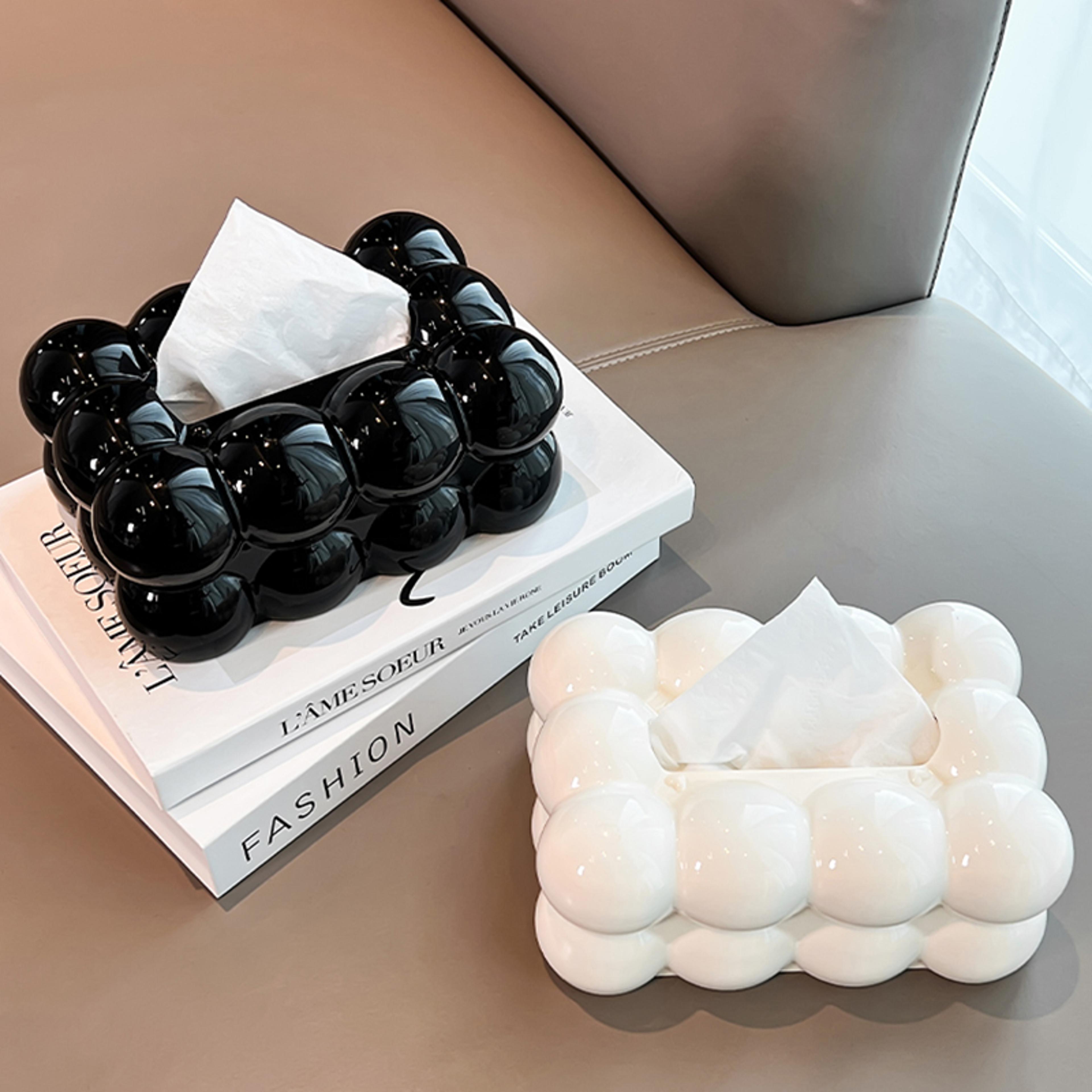 elegant tissue box holder for home, stylish napkin box for living room, cream-colored high-end tissue storage