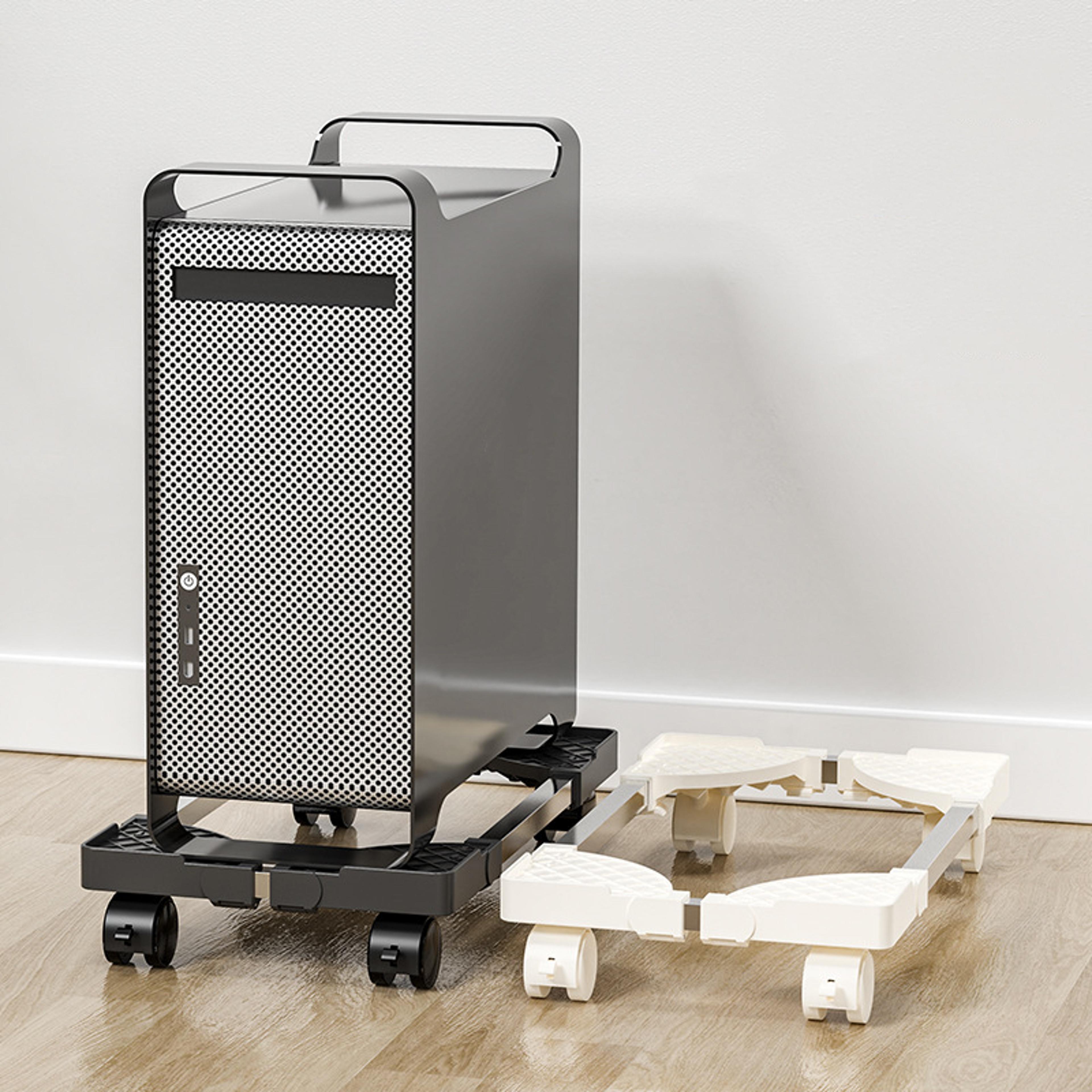 adjustable mobile cpu tower stand with rolling caster wheels - pc holder cooling stand for desktop