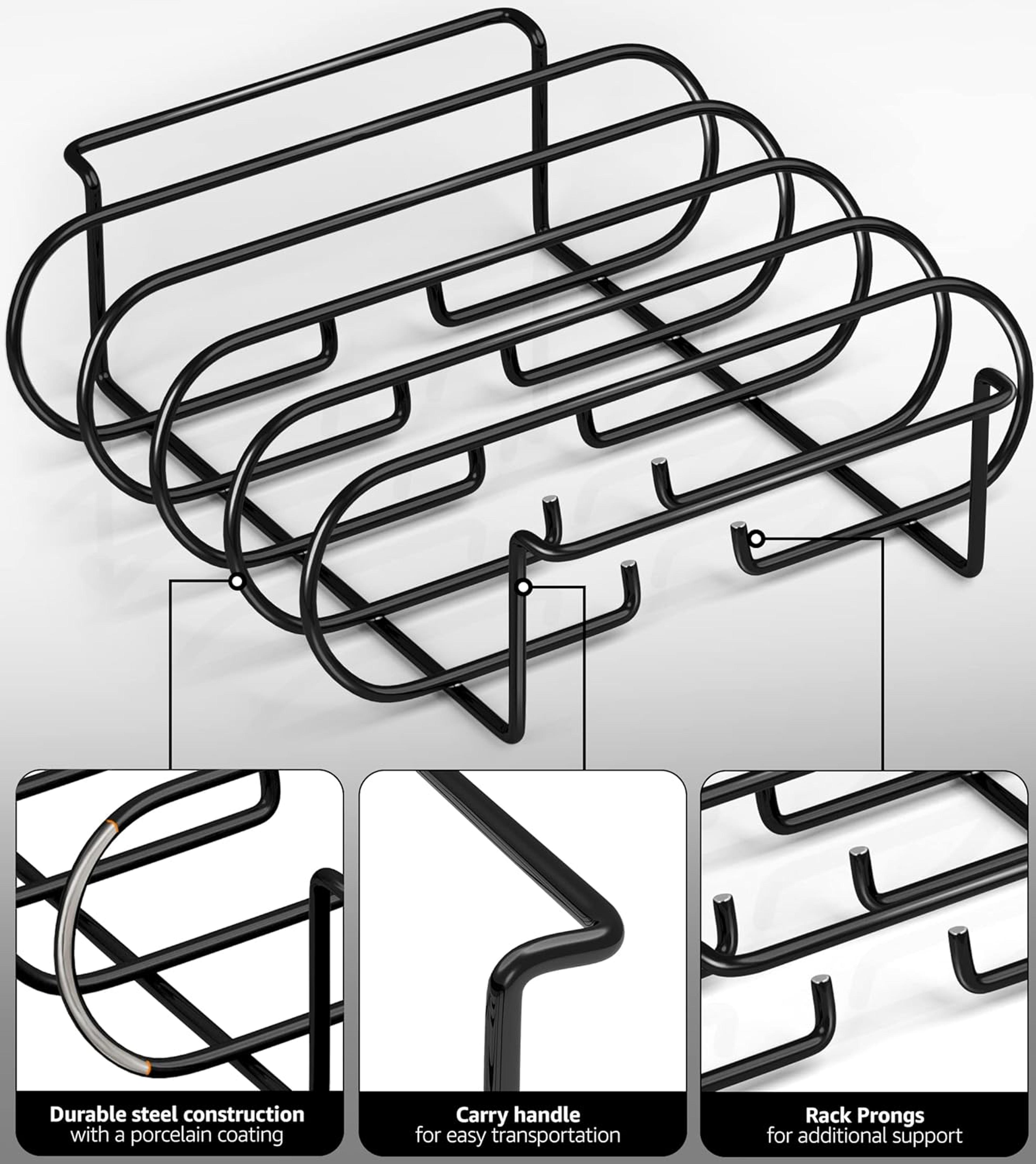 BBQ Rib Rack NonStick Steel Grilling Stand For Perfect Ribs 5