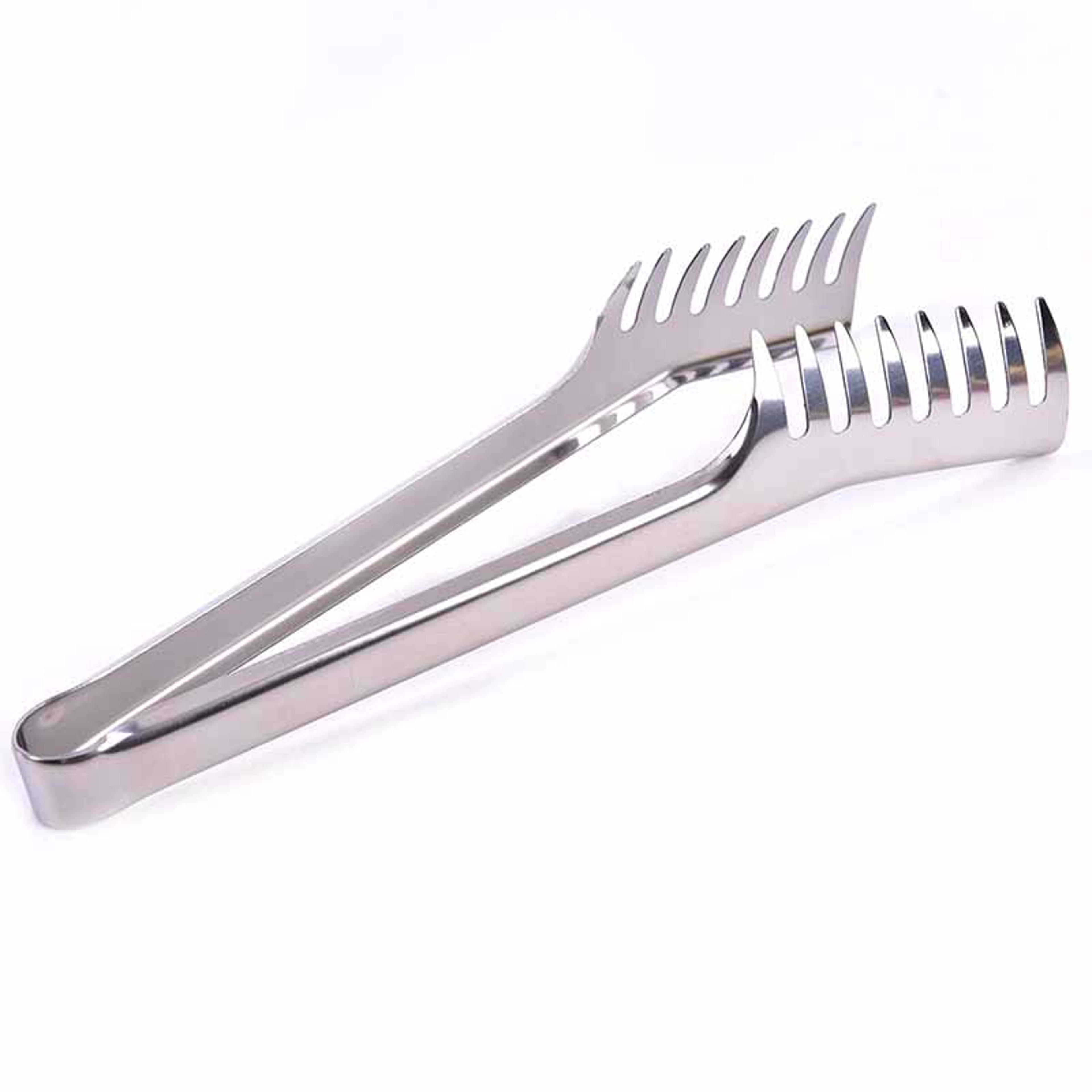 multifunctional stainless steel food clip - bbq tongs & pasta fork for kitchen & barbecue use