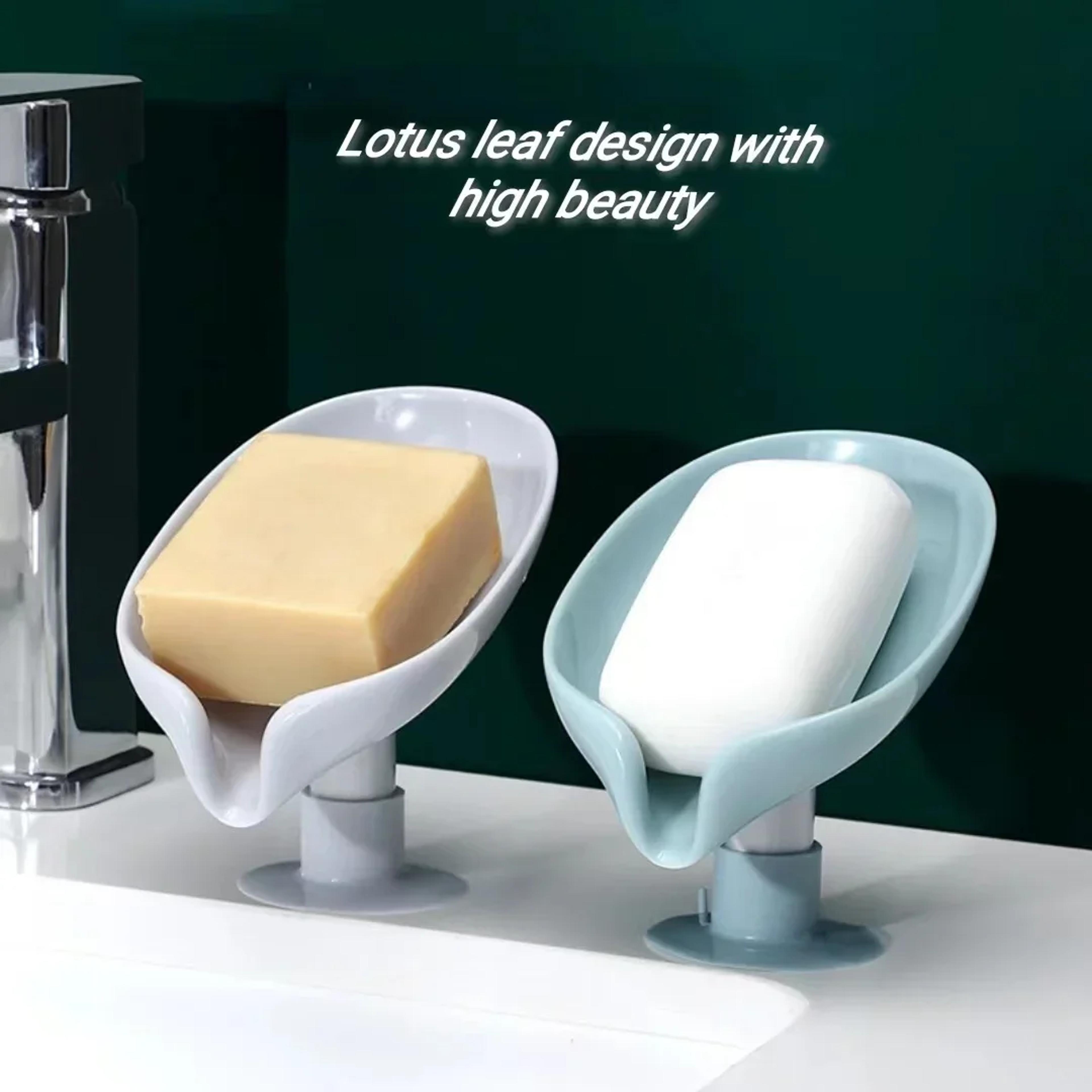 Creative LeafShaped Soap Box For Bathroom  WaterFree Storage Tray With Sucker For Easy Placement 1