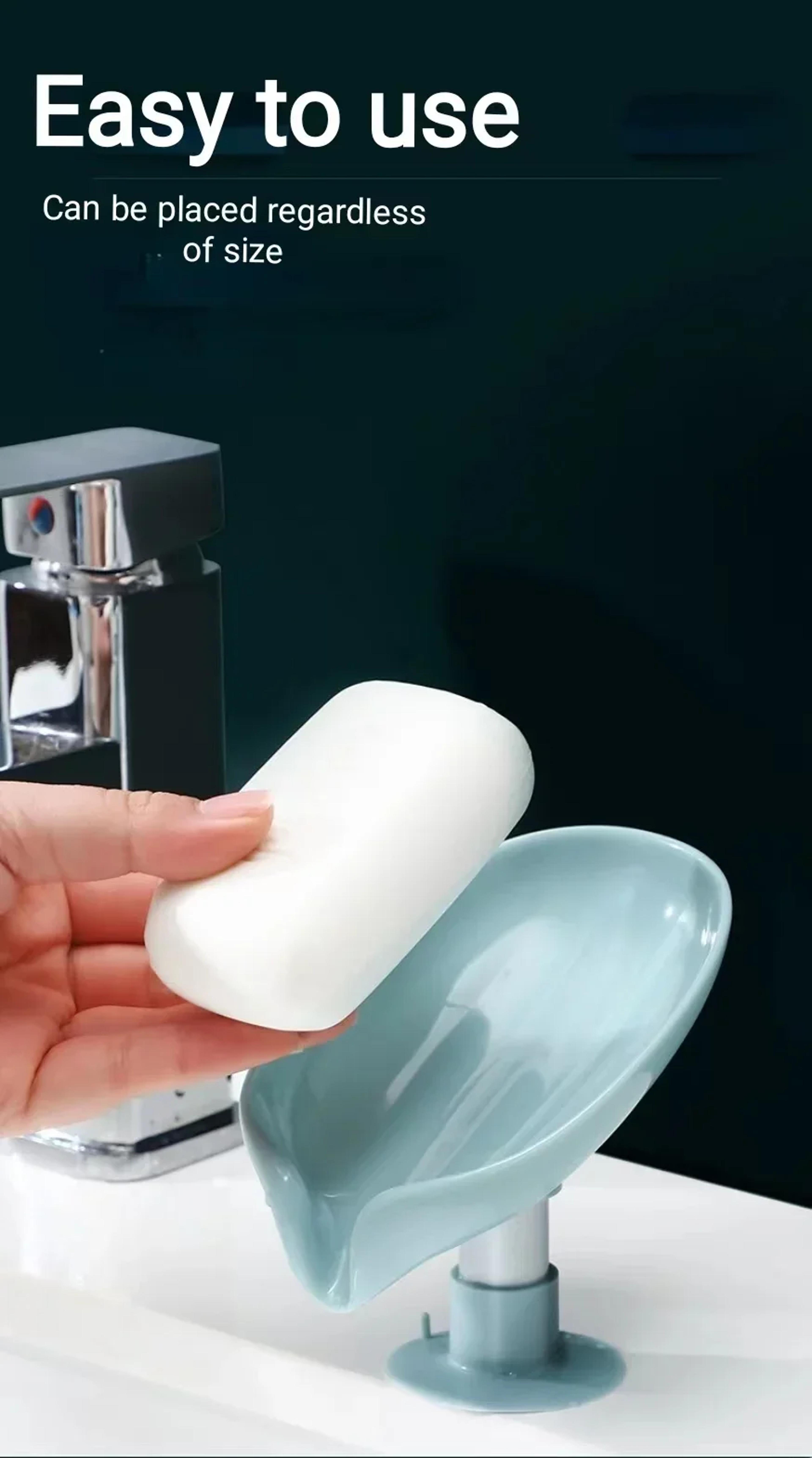 Creative LeafShaped Soap Box For Bathroom  WaterFree Storage Tray With Sucker For Easy Placement 2