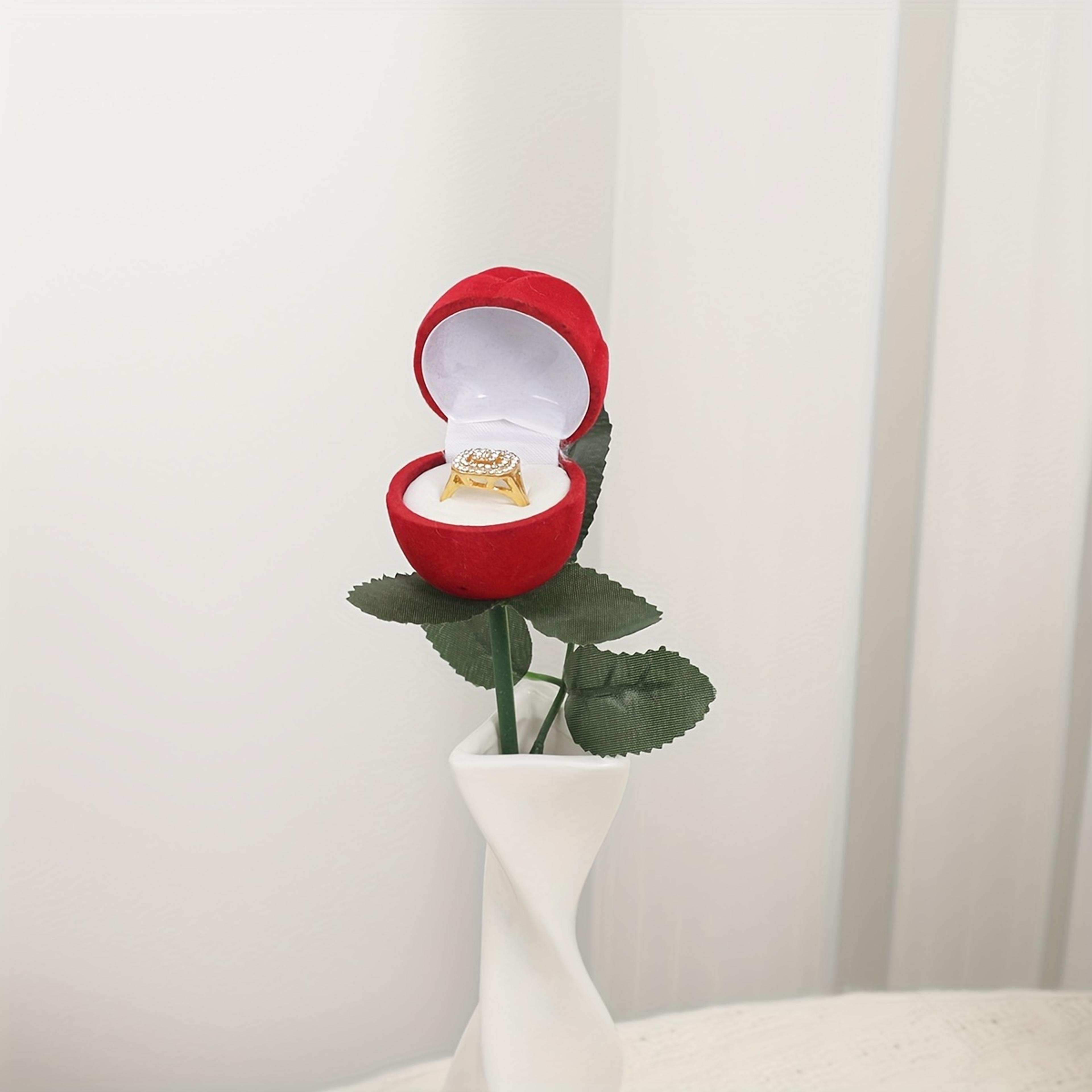simulated rose engagement ring box – romantic proposal and wedding gift