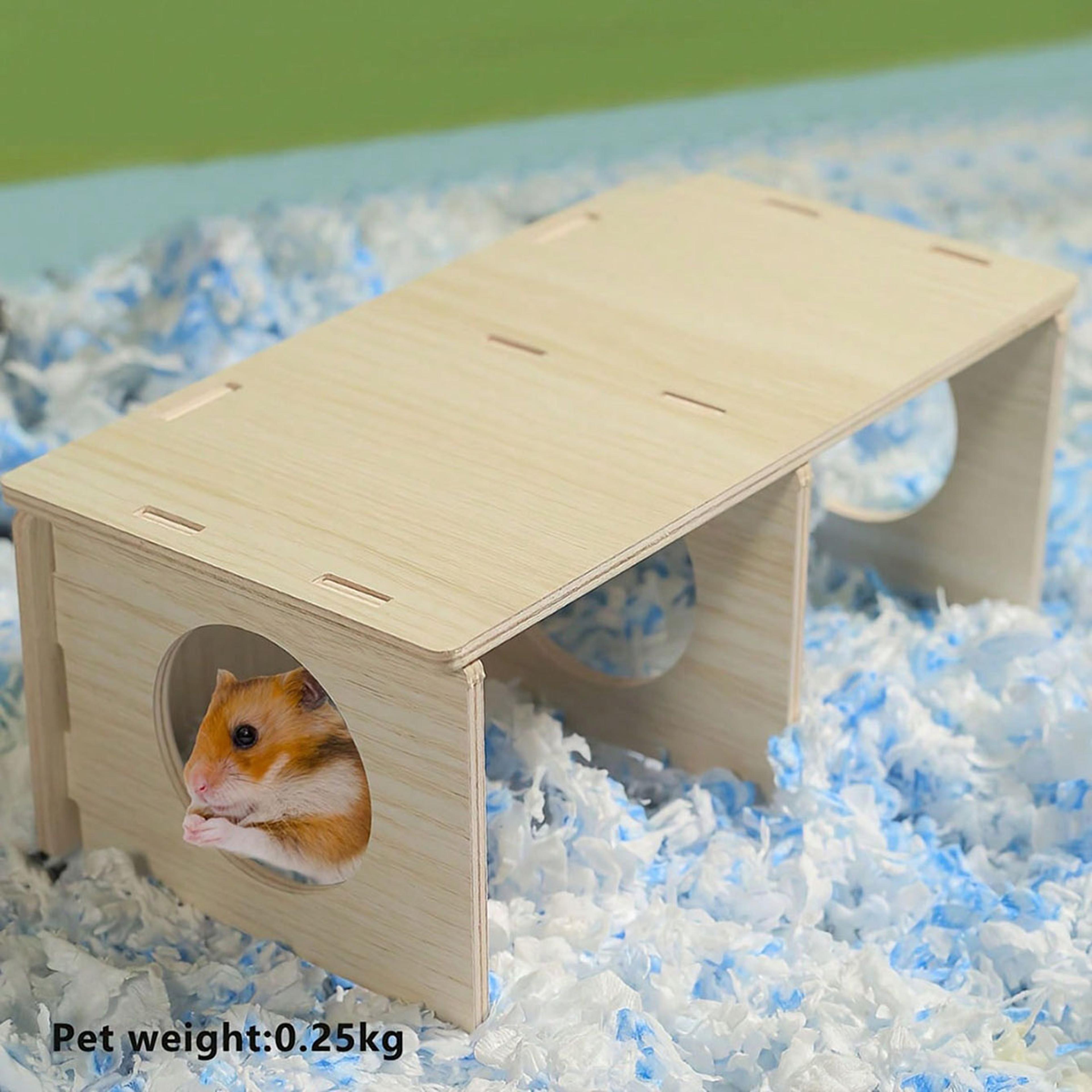 Solid Wood Hideaway House For Hamsters  Squirrels Small Pet Cage Accessories 2
