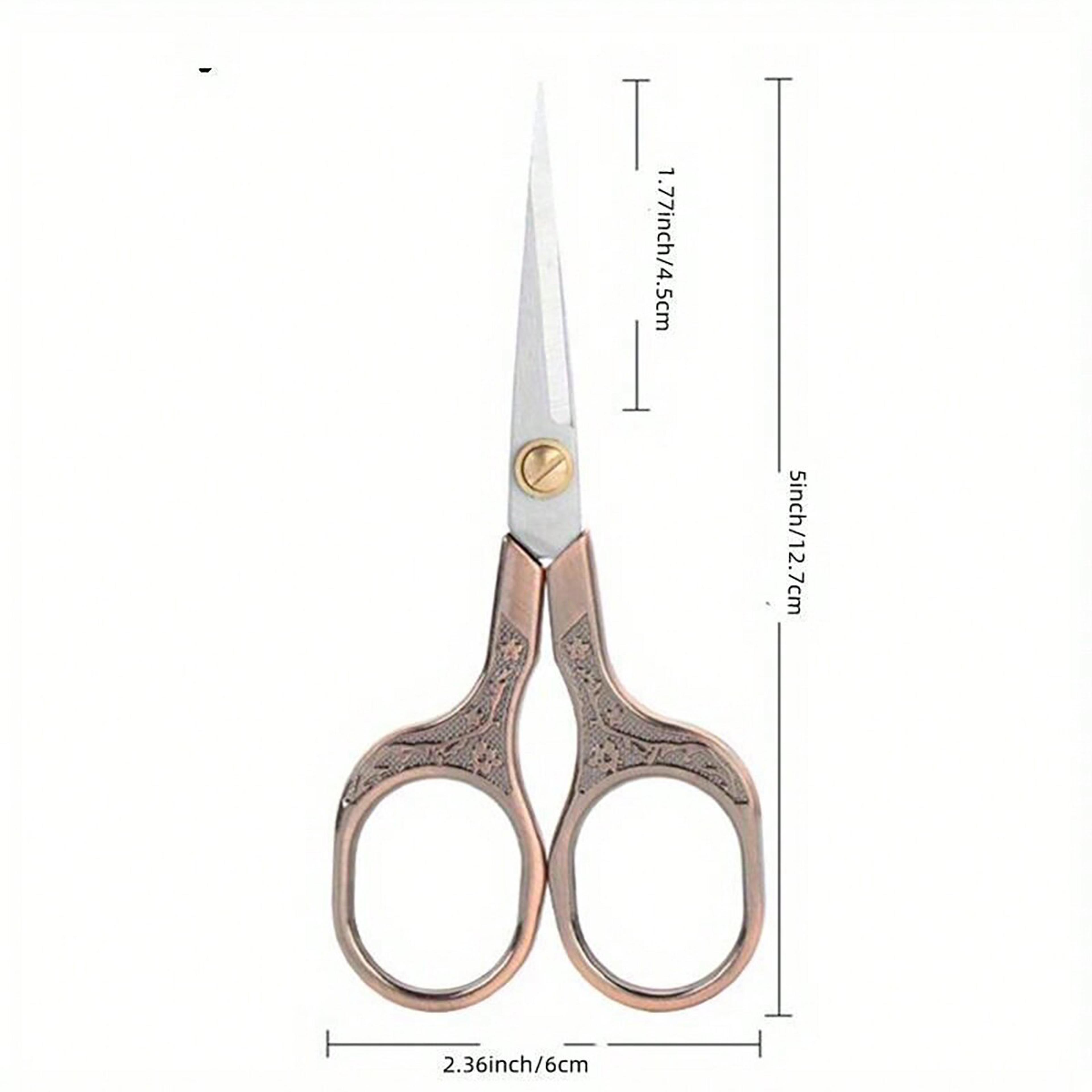 Vintage Stainless Steel Embroidered Scissors  Elegant Flower Design For Office And Crafting 5